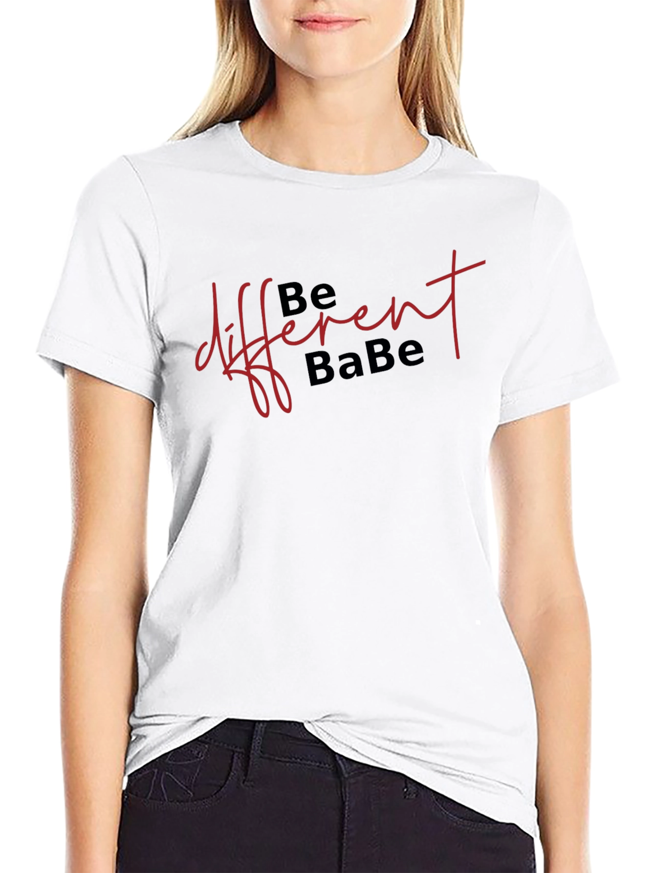 Black Be Different Babe T-Shirt - Classic Black Tee view 9