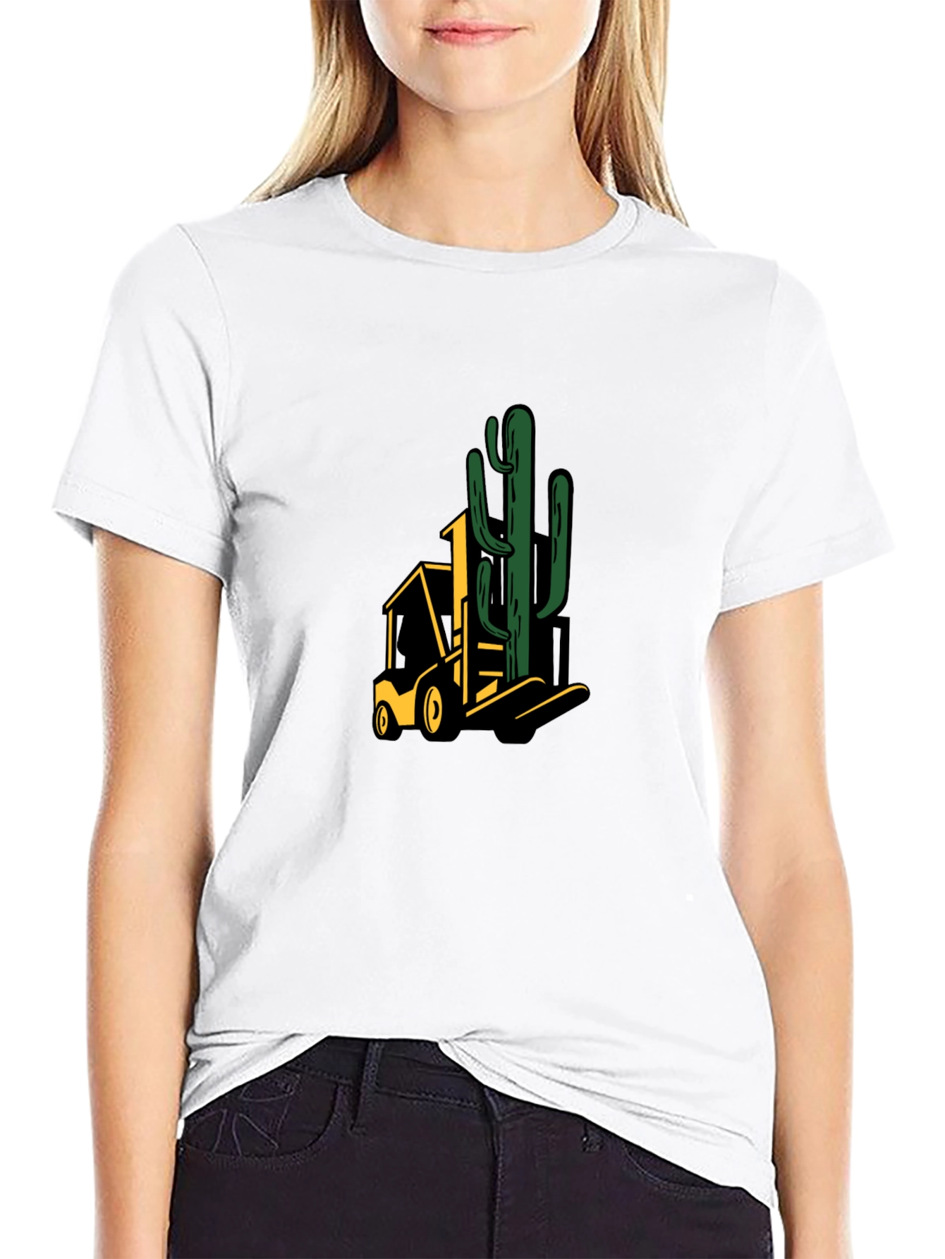 Black Cactus Forklift Graphic Tee view 9