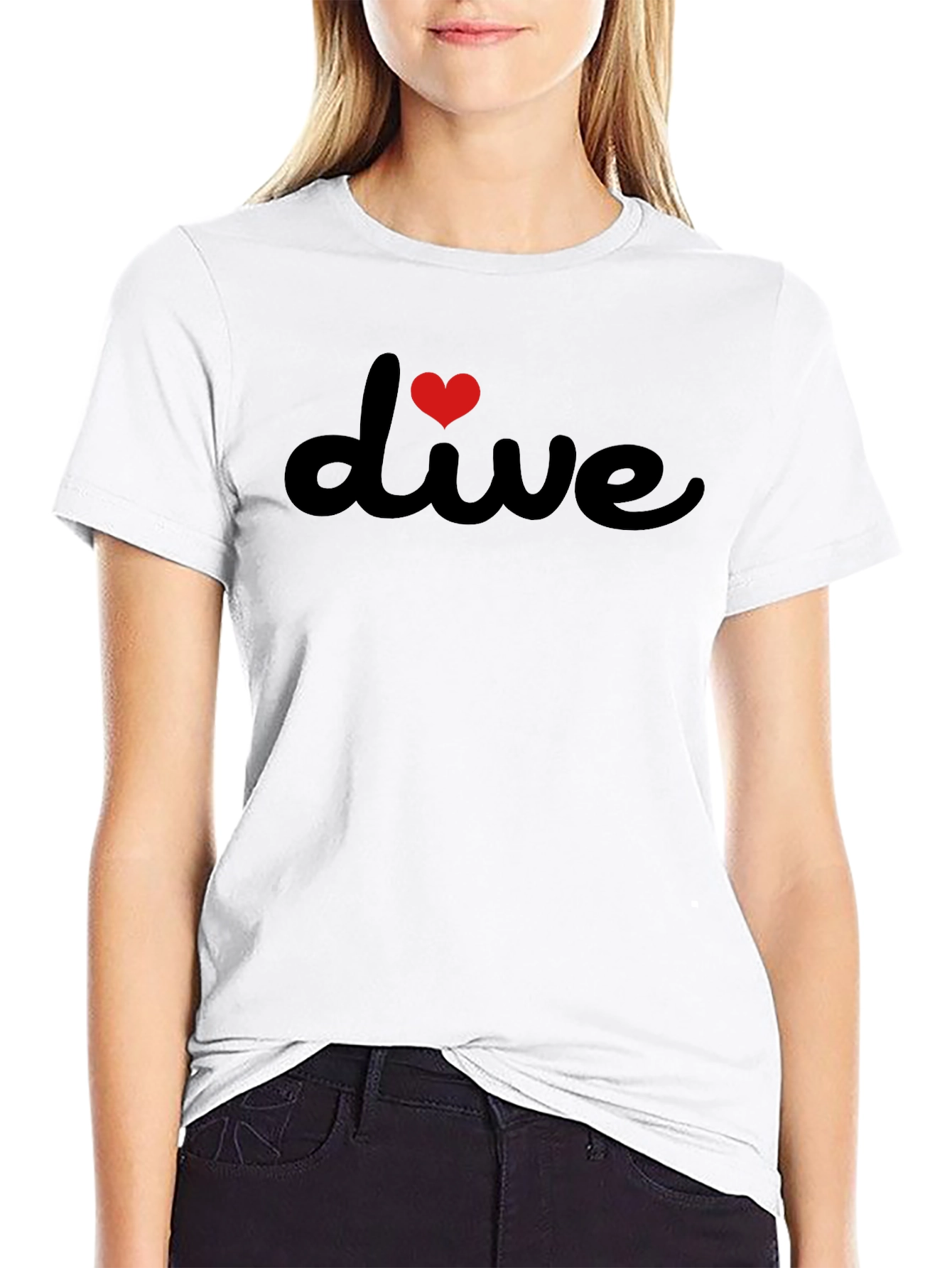 Black I Heart Dive Black Graphic Tee Shirt view 9
