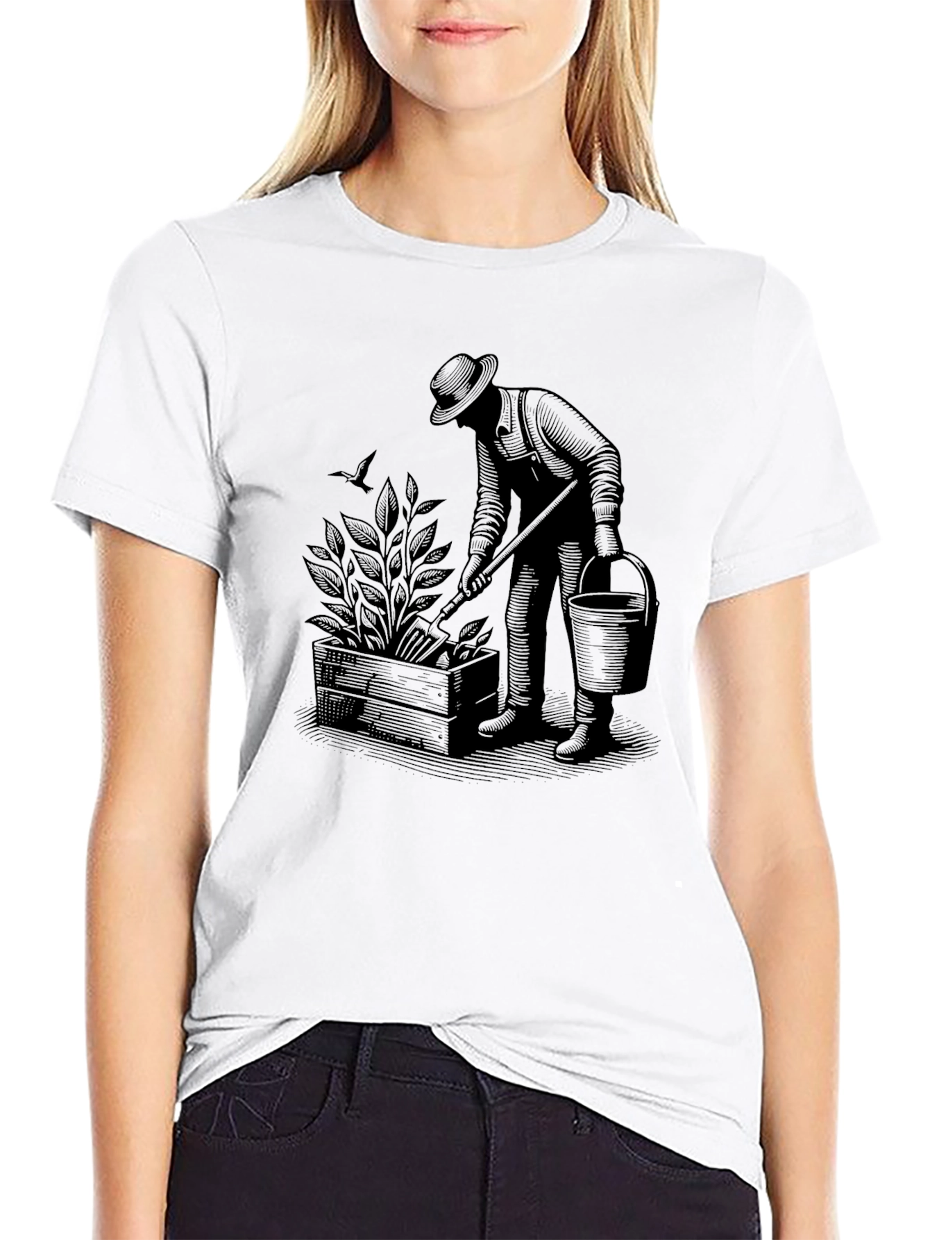 Black Gardener Graphic T-Shirt - Vintage Style view 9