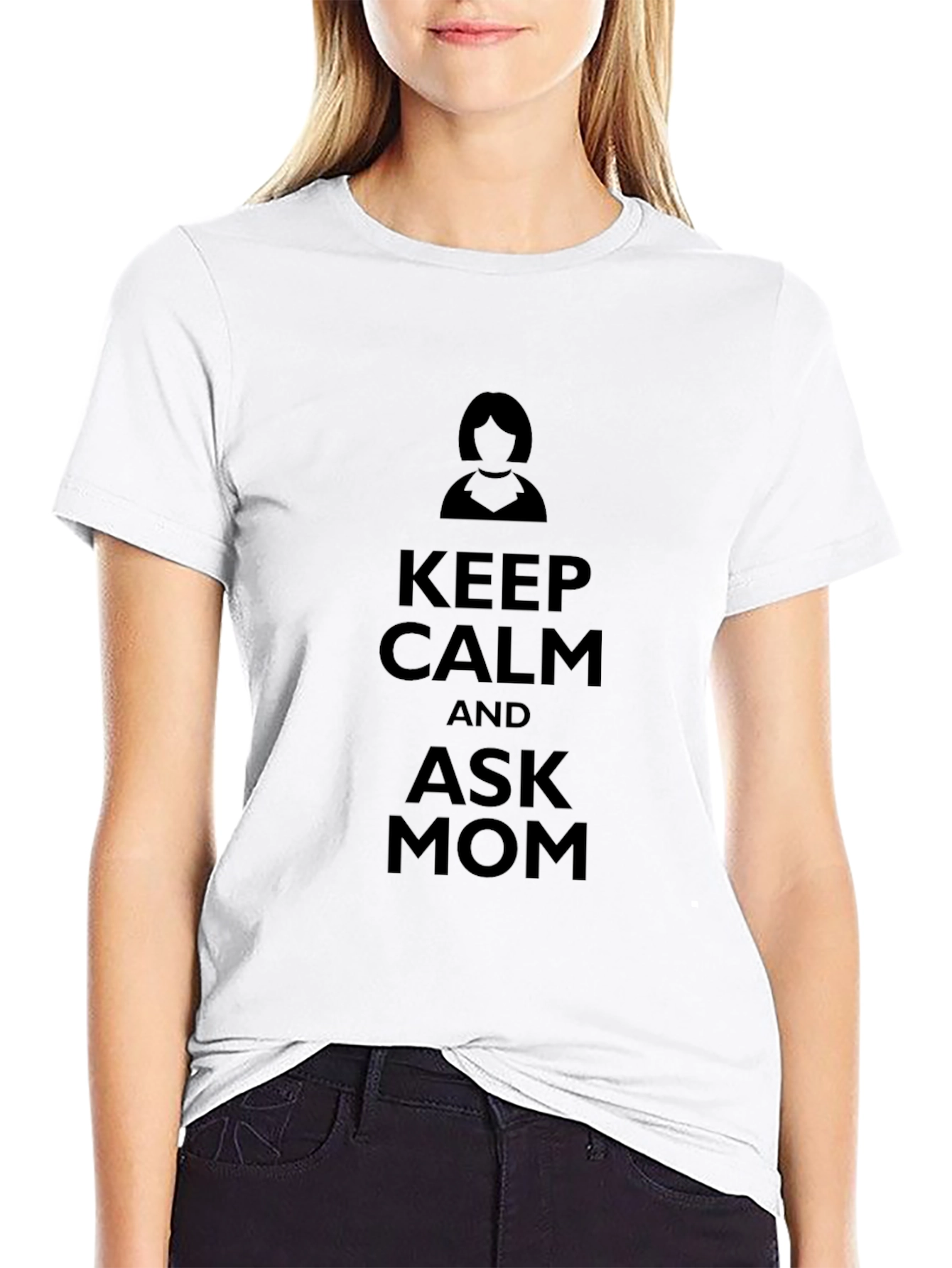 Black Keep Calm and Ask Mom Black T-Shirt view 9