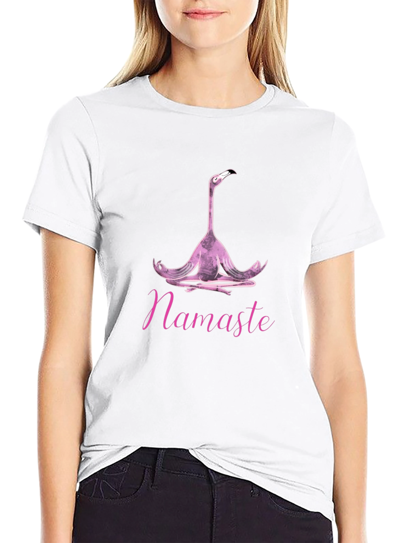 Black Namaste Flamingo Yoga Graphic Tee - Unisex Black T-Shirt view 9