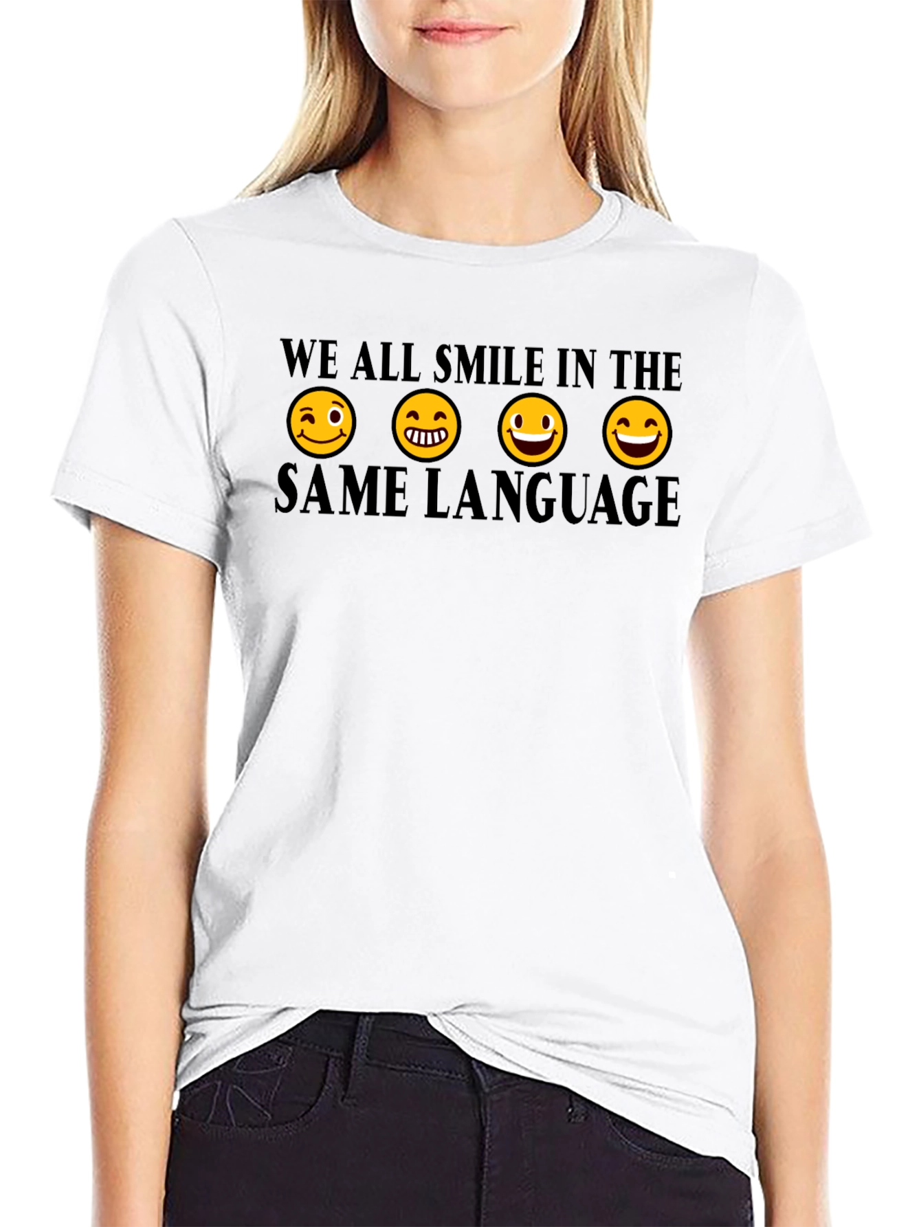 Black We All Smile Tee - Emoticon T-Shirt view 9