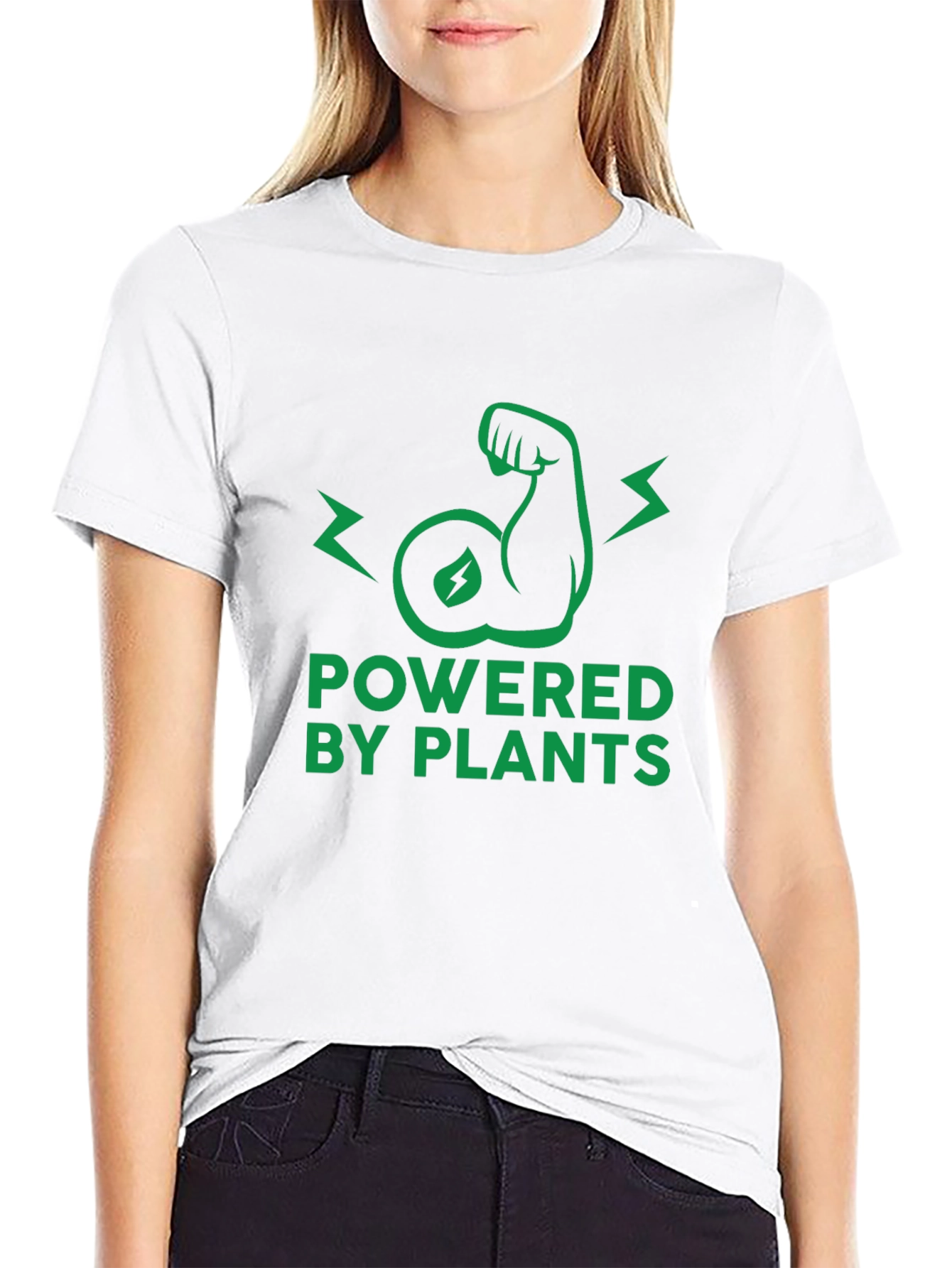 Black Powered By Plants Vegan T-Shirt view 9