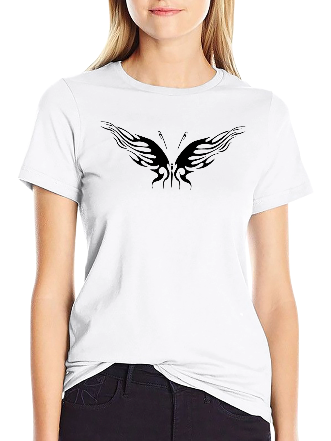 Black Butterfly Tattoo Graphic T-Shirt - 9