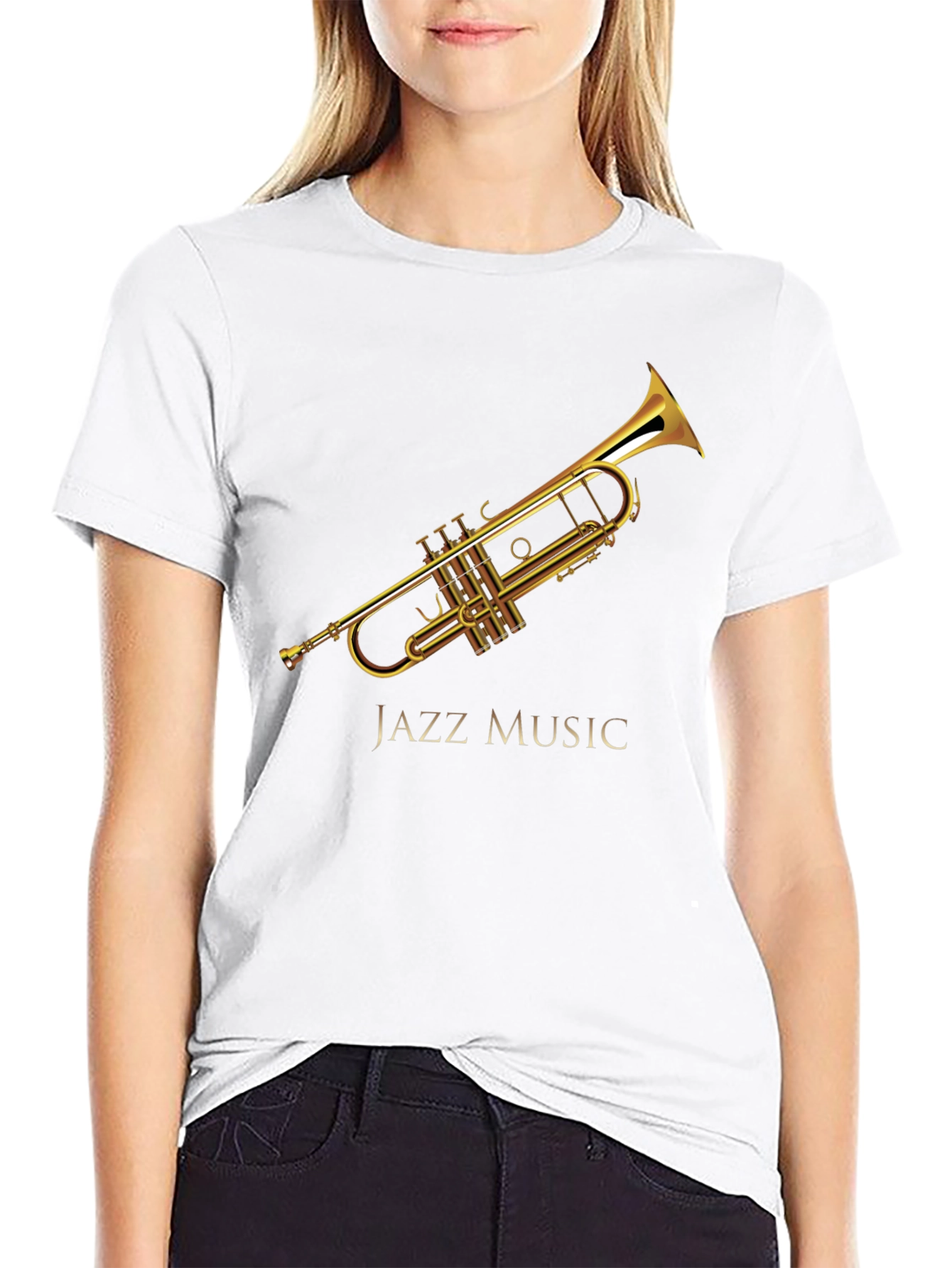 Black Jazz Music Trumpet Graphic Black T-Shirt view 9