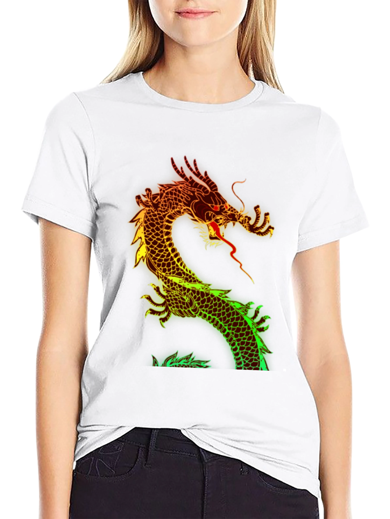 Black Dragon Graphic Print Black T-Shirt view 9