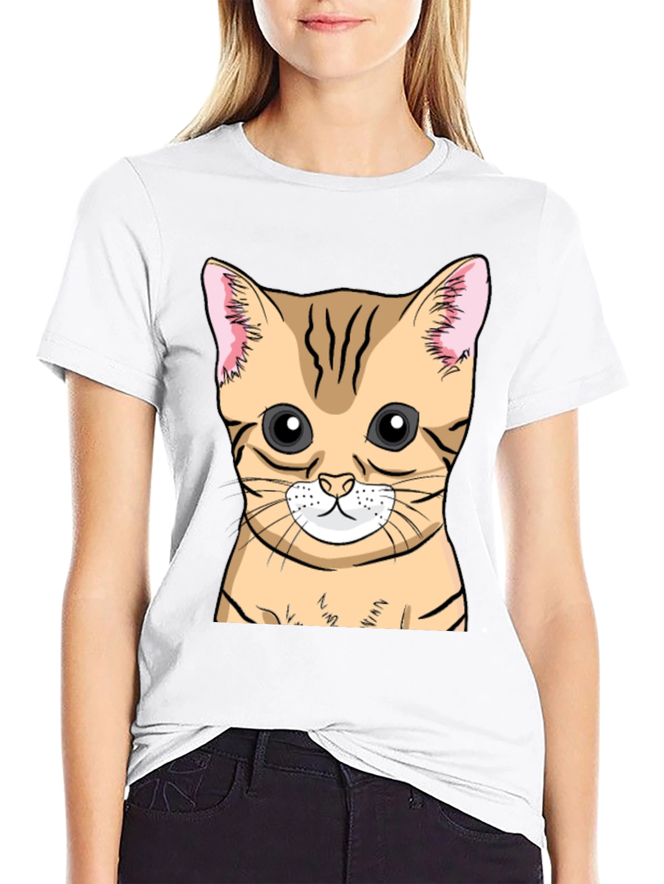 Black Cute Cat Graphic Tee - Black view 9
