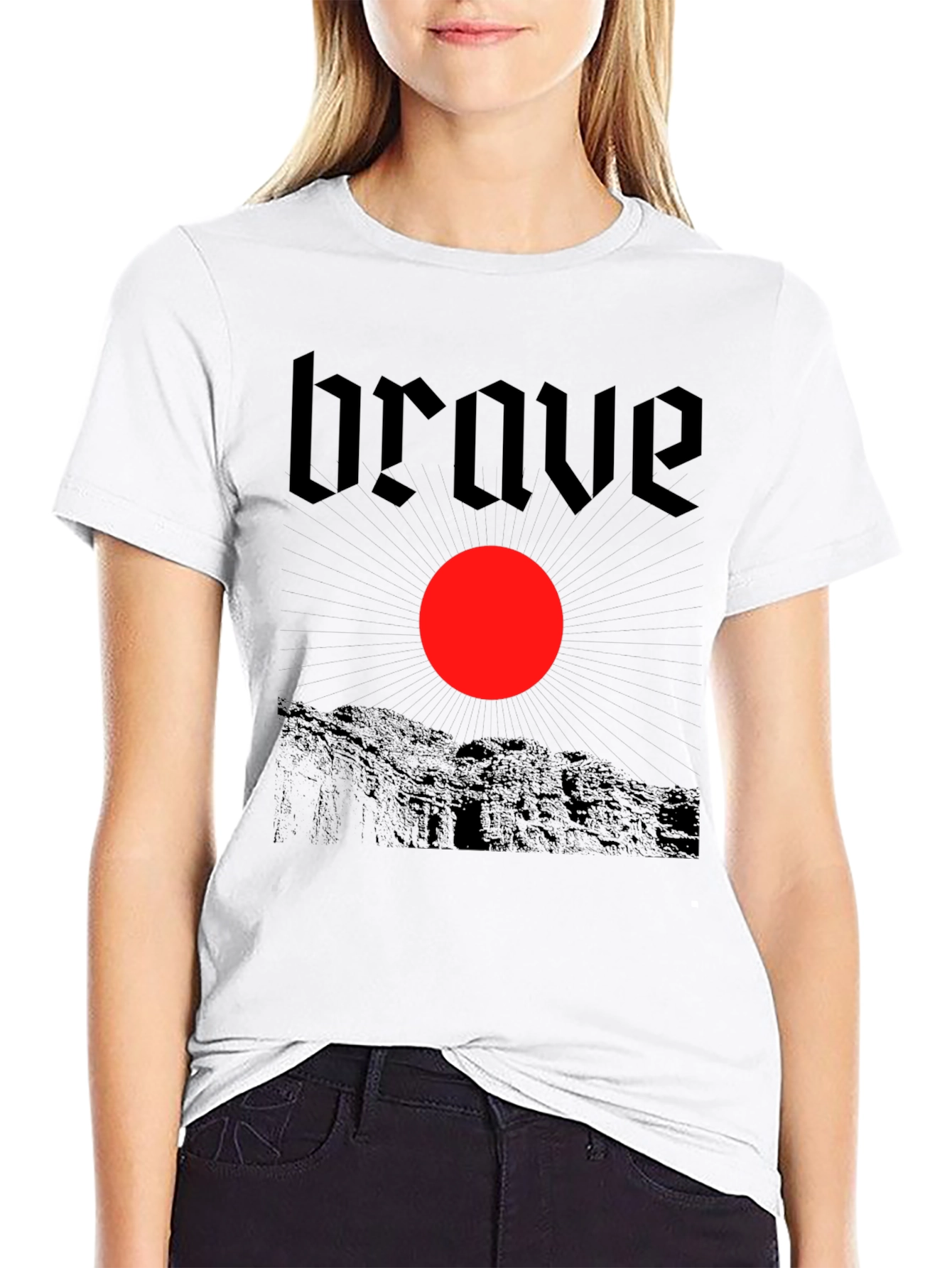 Black Brave Graphic Tee - Black Cotton T-Shirt view 9