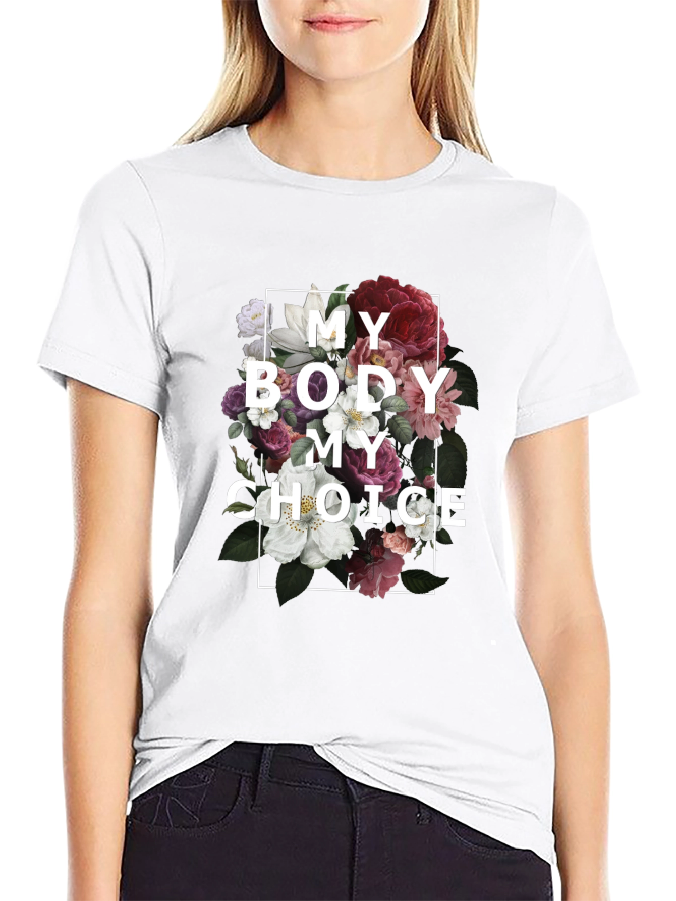 Black Floral My Body My Choice T-Shirt view 9