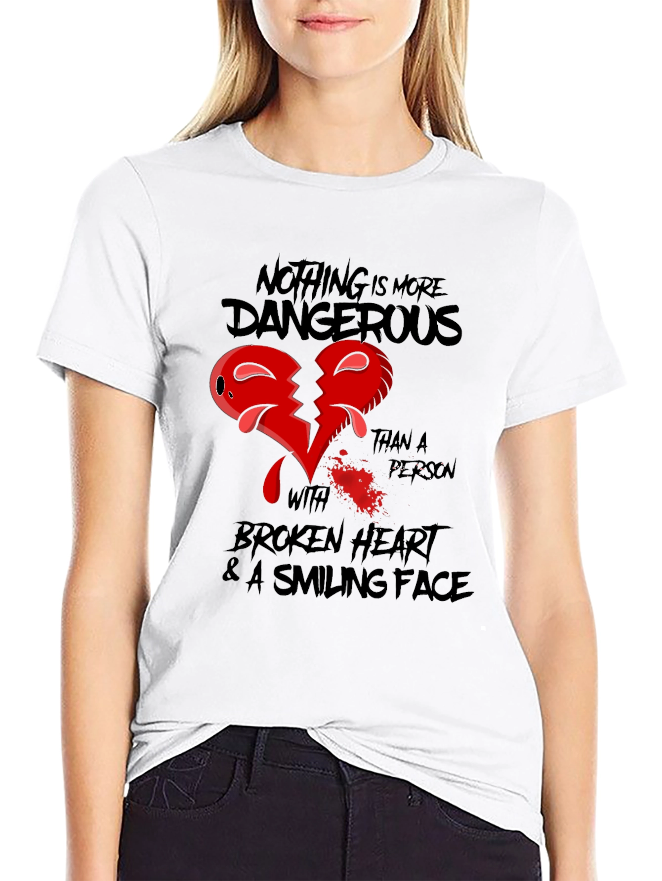 Black Dangerous Heart Graphic T-Shirt view 9