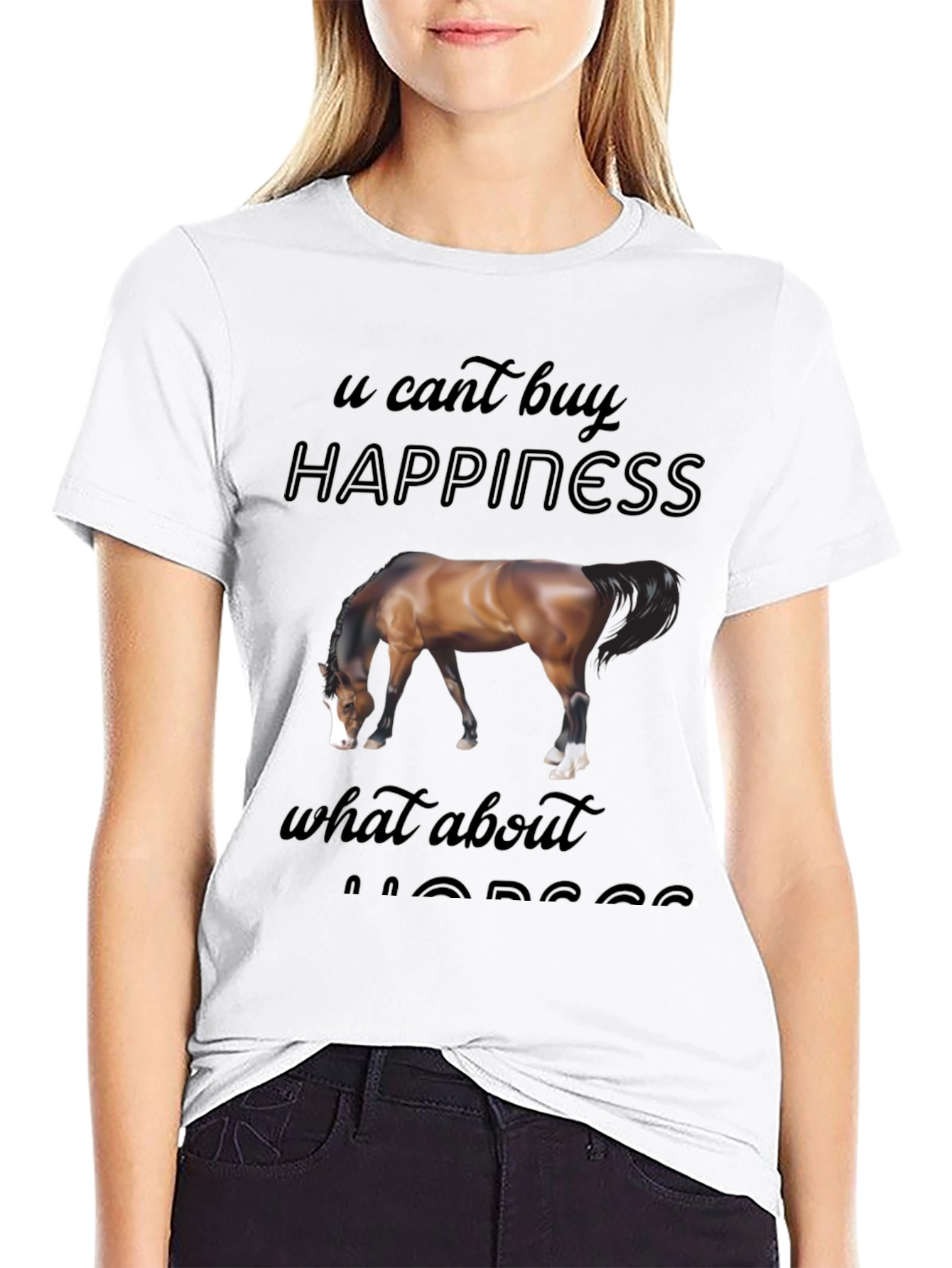 Black Horse Lover T-Shirt: Can't Buy Happiness? What About Horses? view 9
