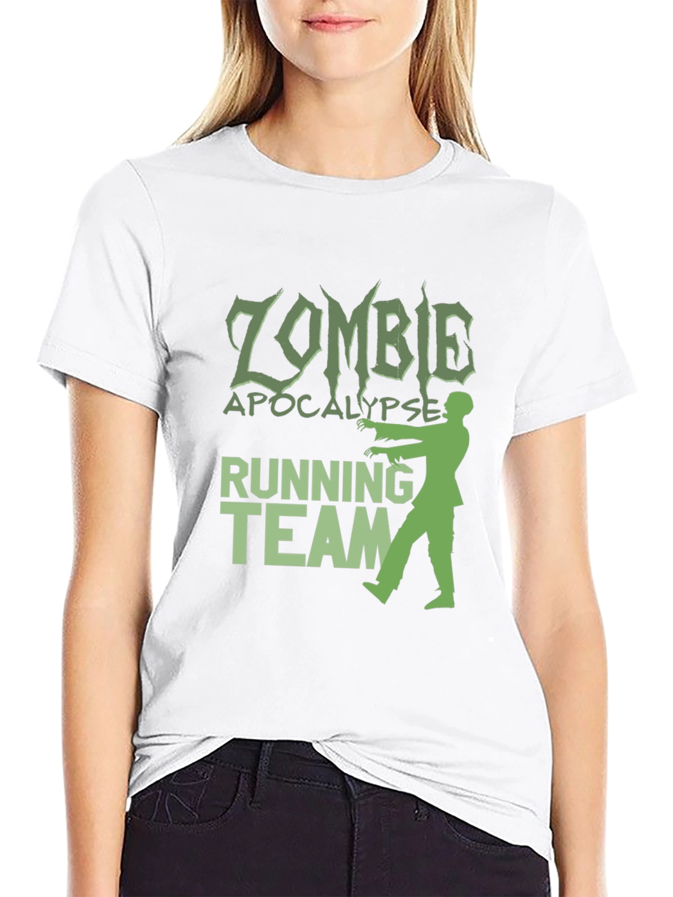 Black Zombie Apocalypse Running Team Graphic T-Shirt view 9