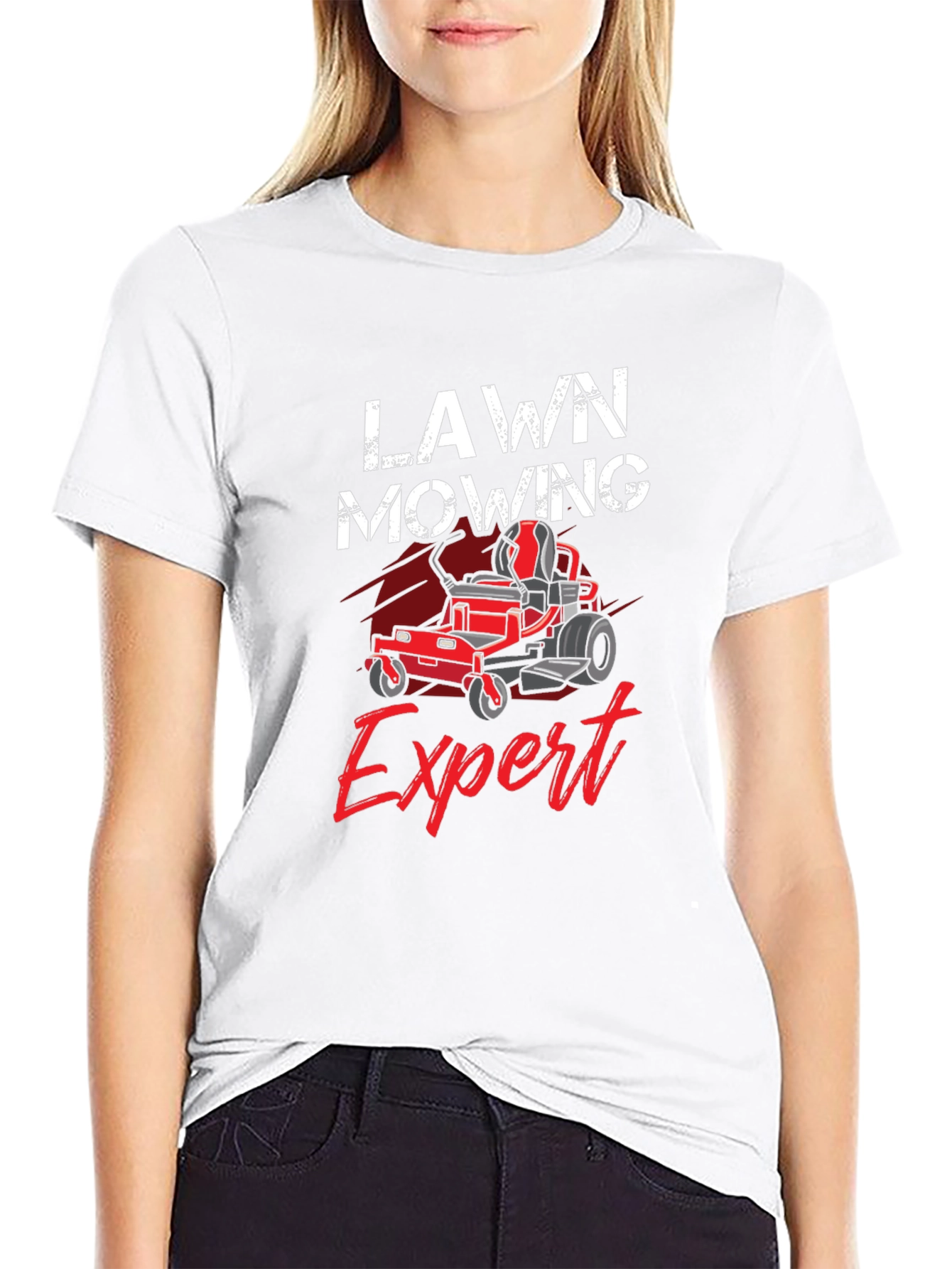 Black Lawn Mowing Expert T-Shirt view 9