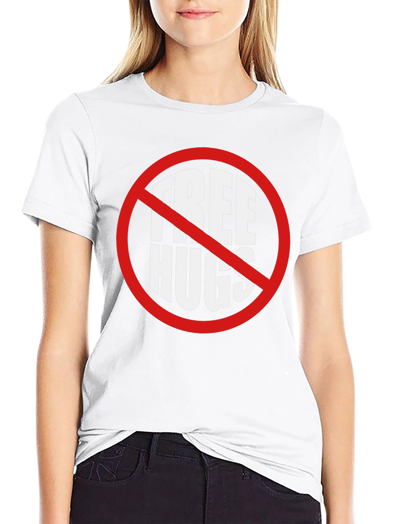 Black No Free Hugs Graphic Tee - Sarcastic Humor Shirt view 9