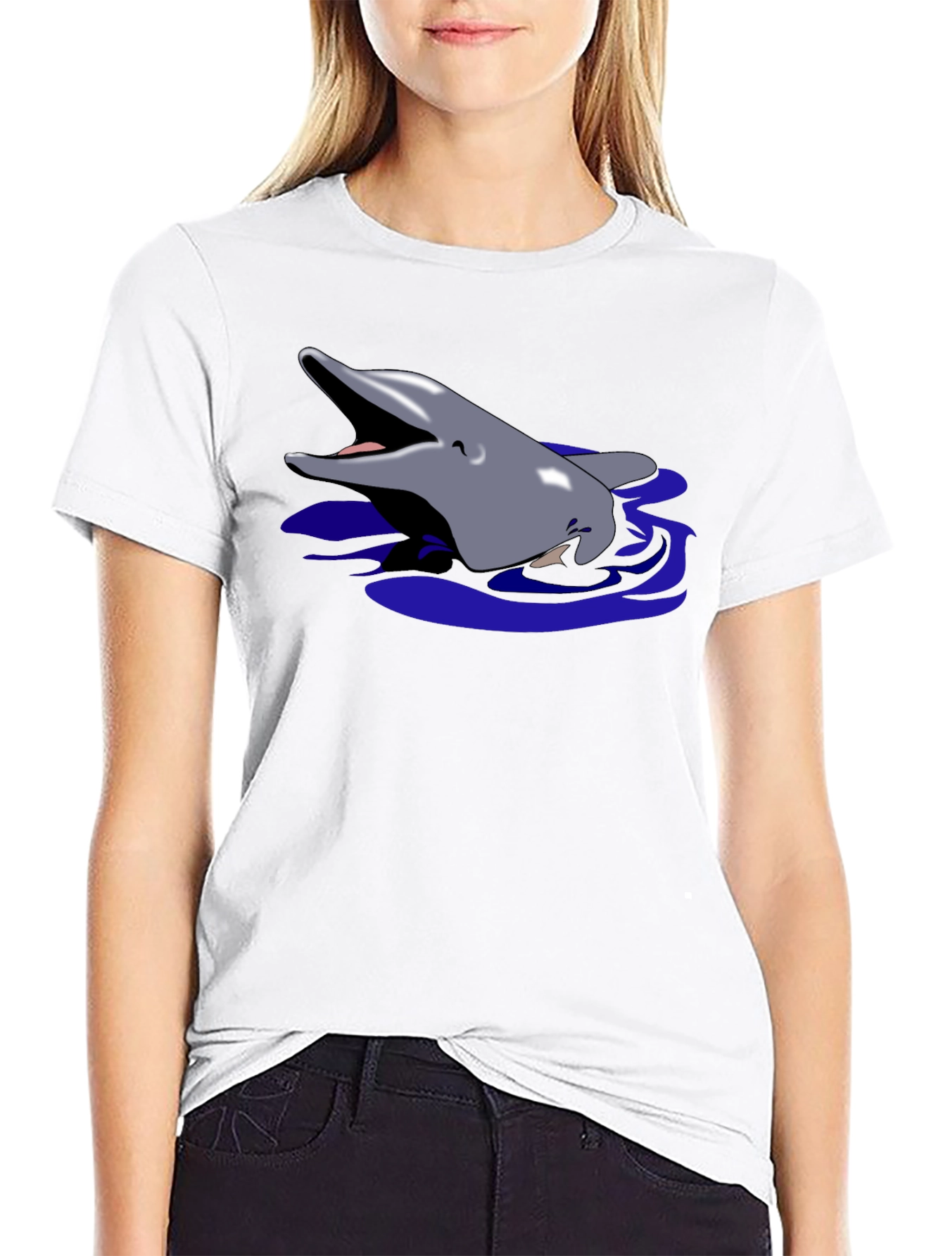 Black Dolphin Graphic Tee - Black Cotton T-Shirt view 9