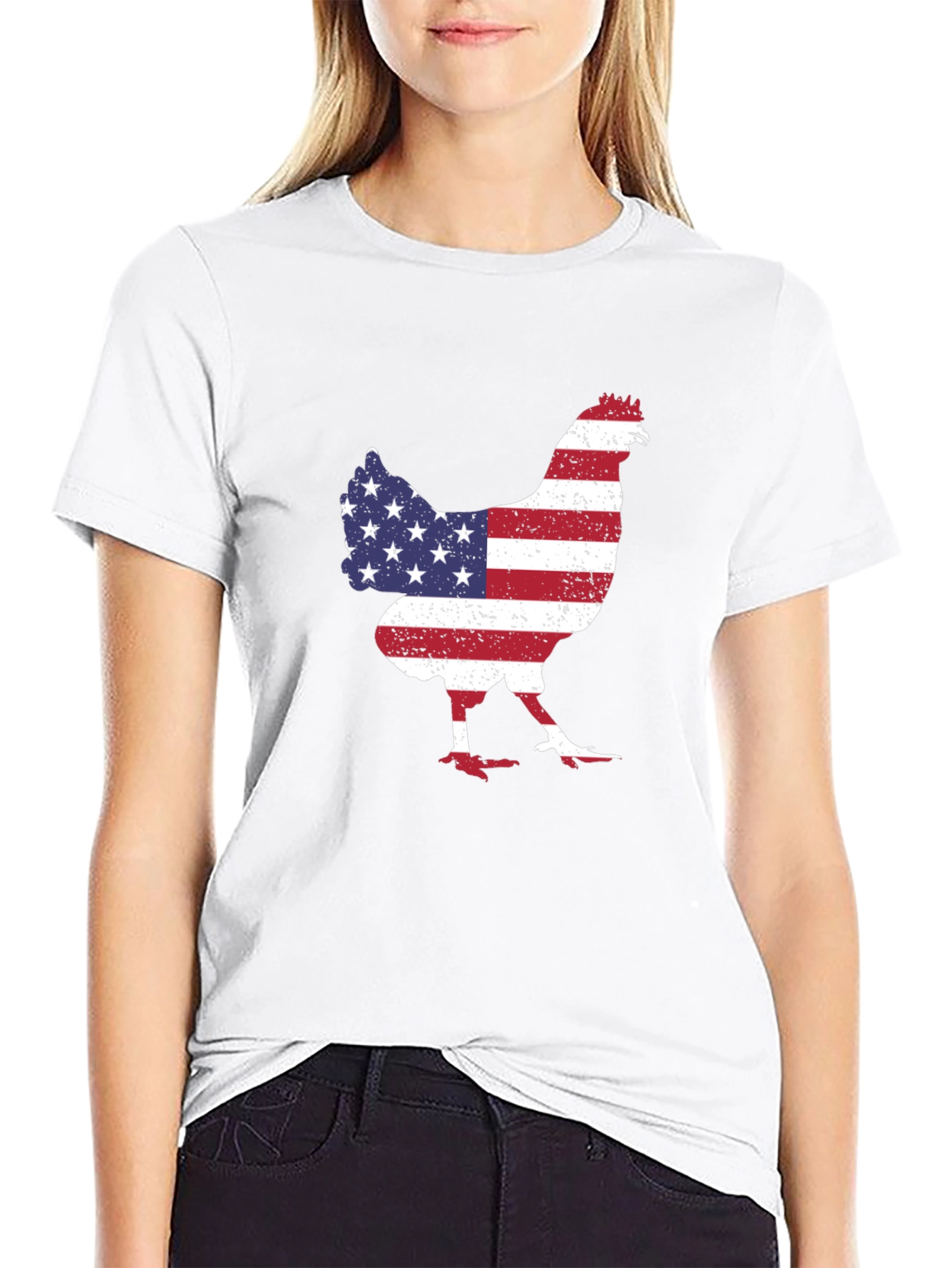 Black American Flag Chicken Graphic Tee view 9