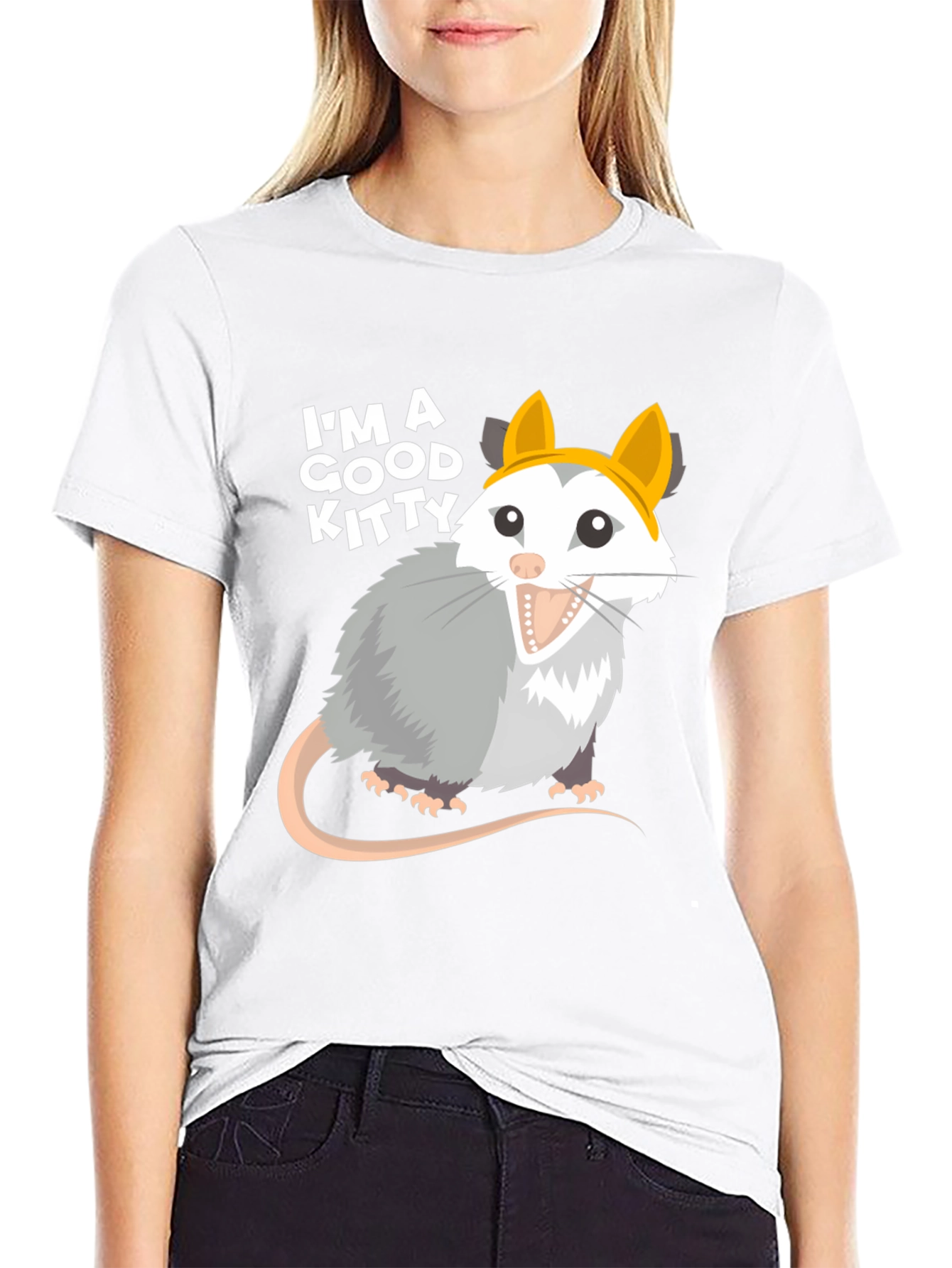 Black I'm A Good Kitty Opossum T-Shirt - Funny Animal Tee view 9