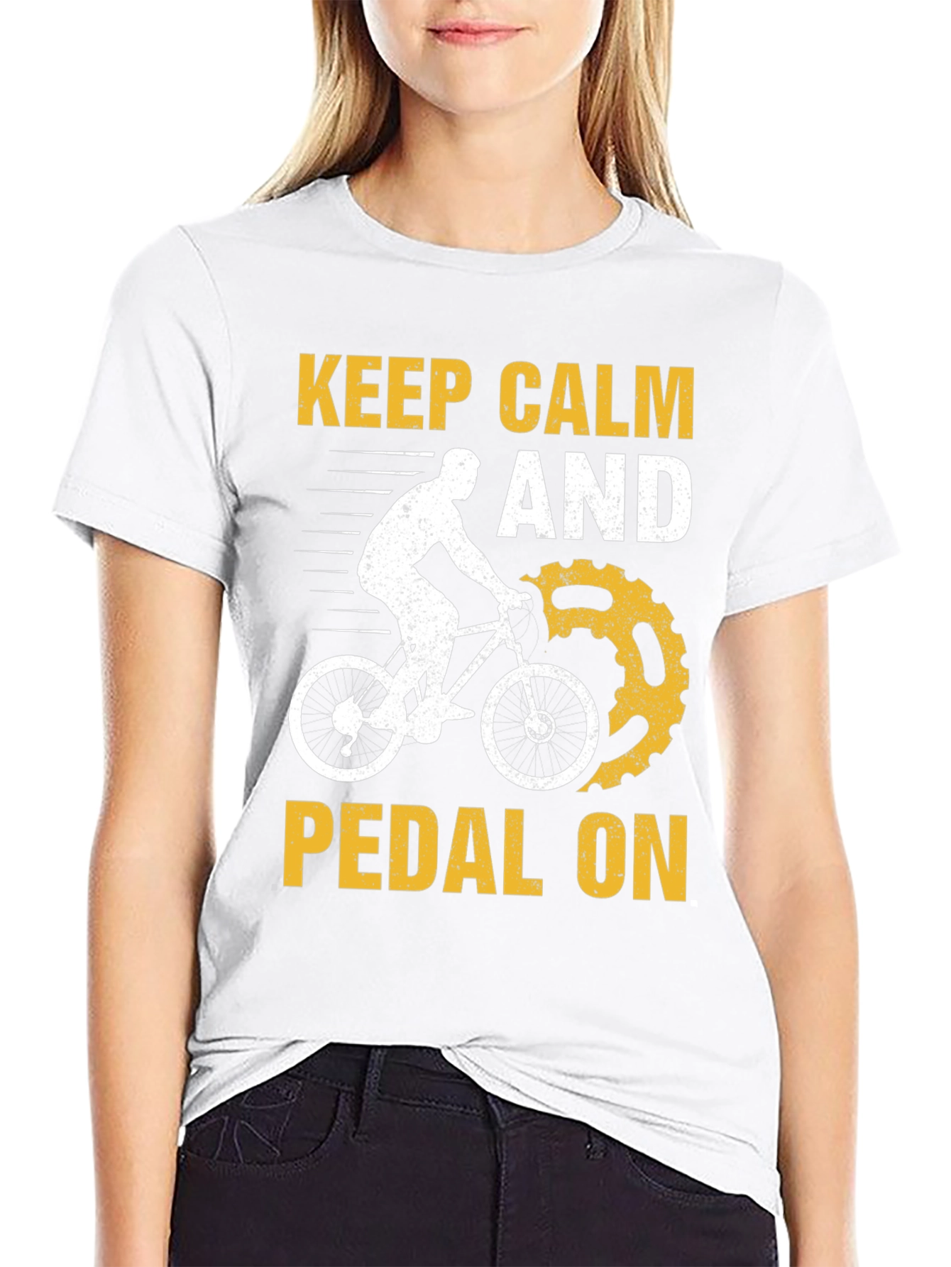 Black Keep Calm and Pedal On T-Shirt view 9