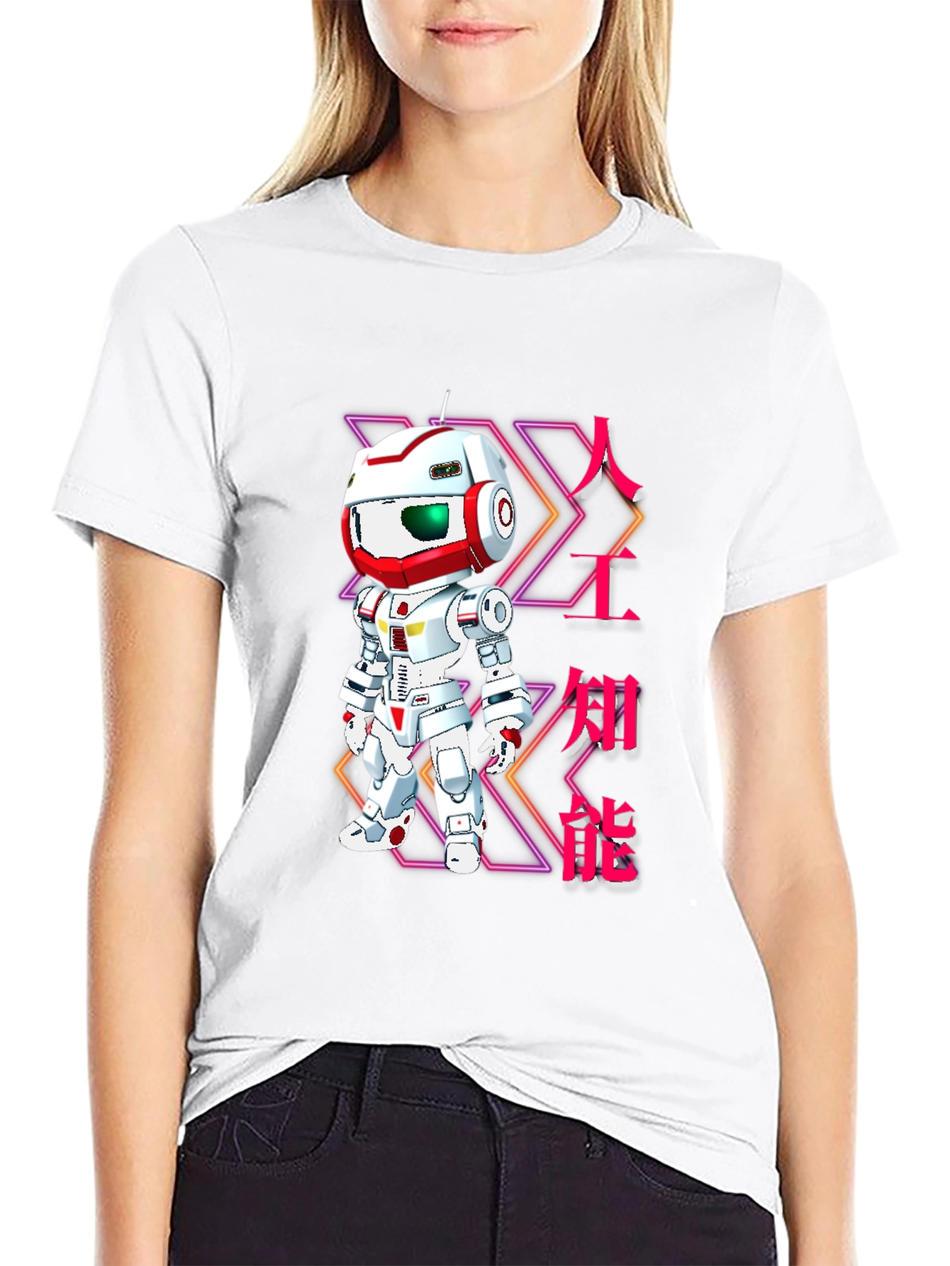 Black Robot AI Graphic Print Black T-Shirt view 9