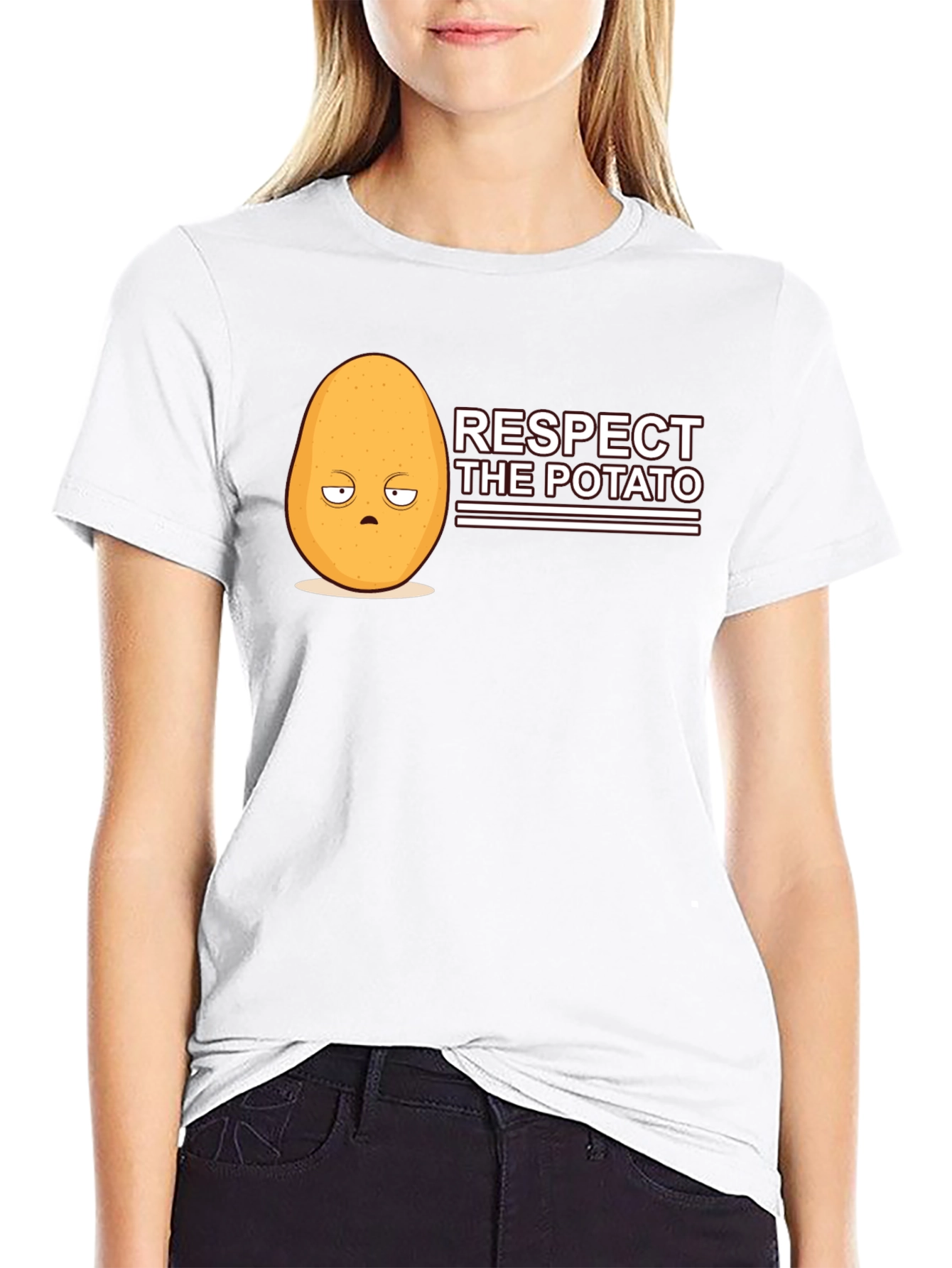 Black Respect the Potato Funny Graphic Tee view 9