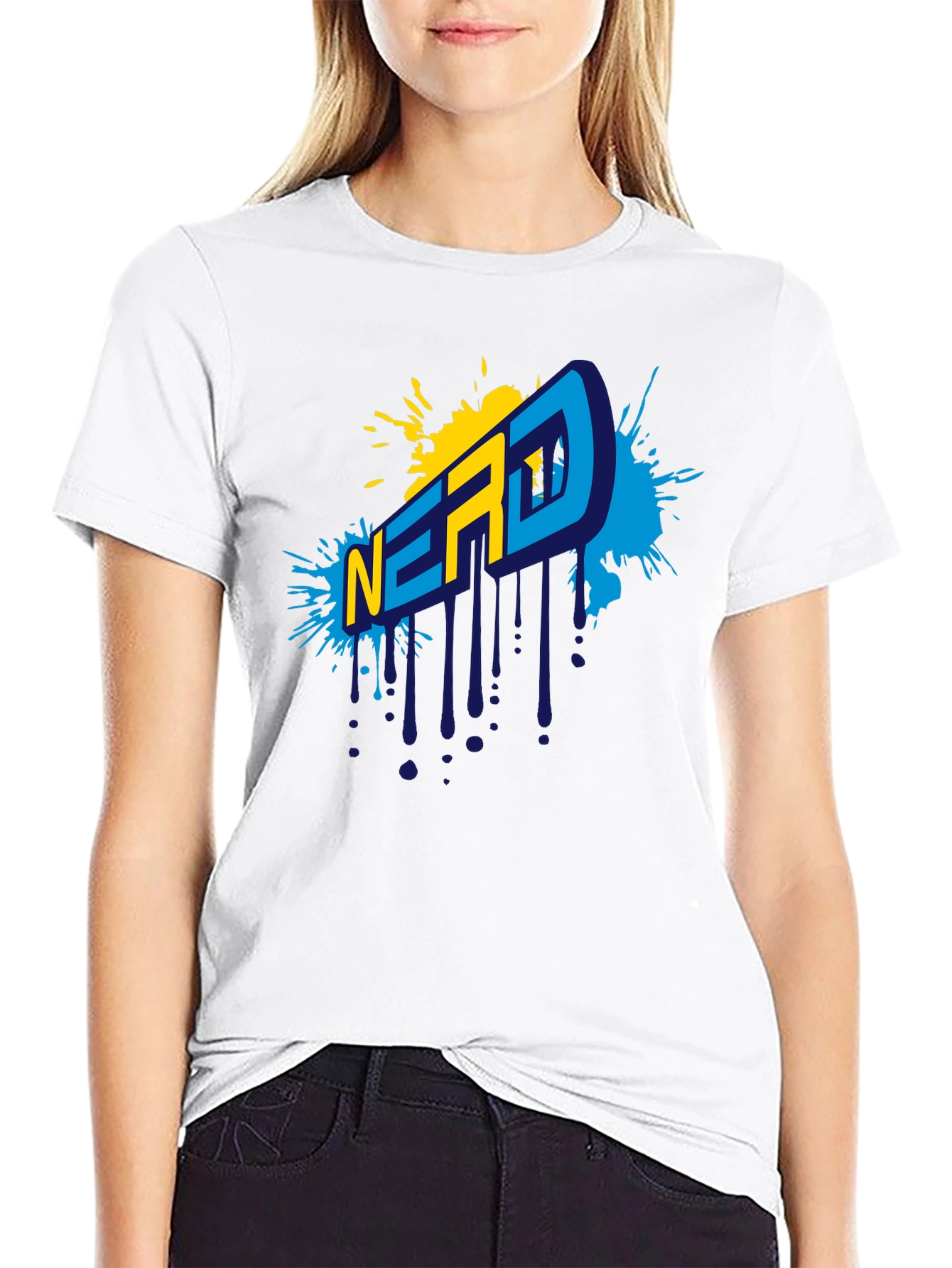 Black Nerd Graphic T-Shirt - Black Cotton Tee view 9