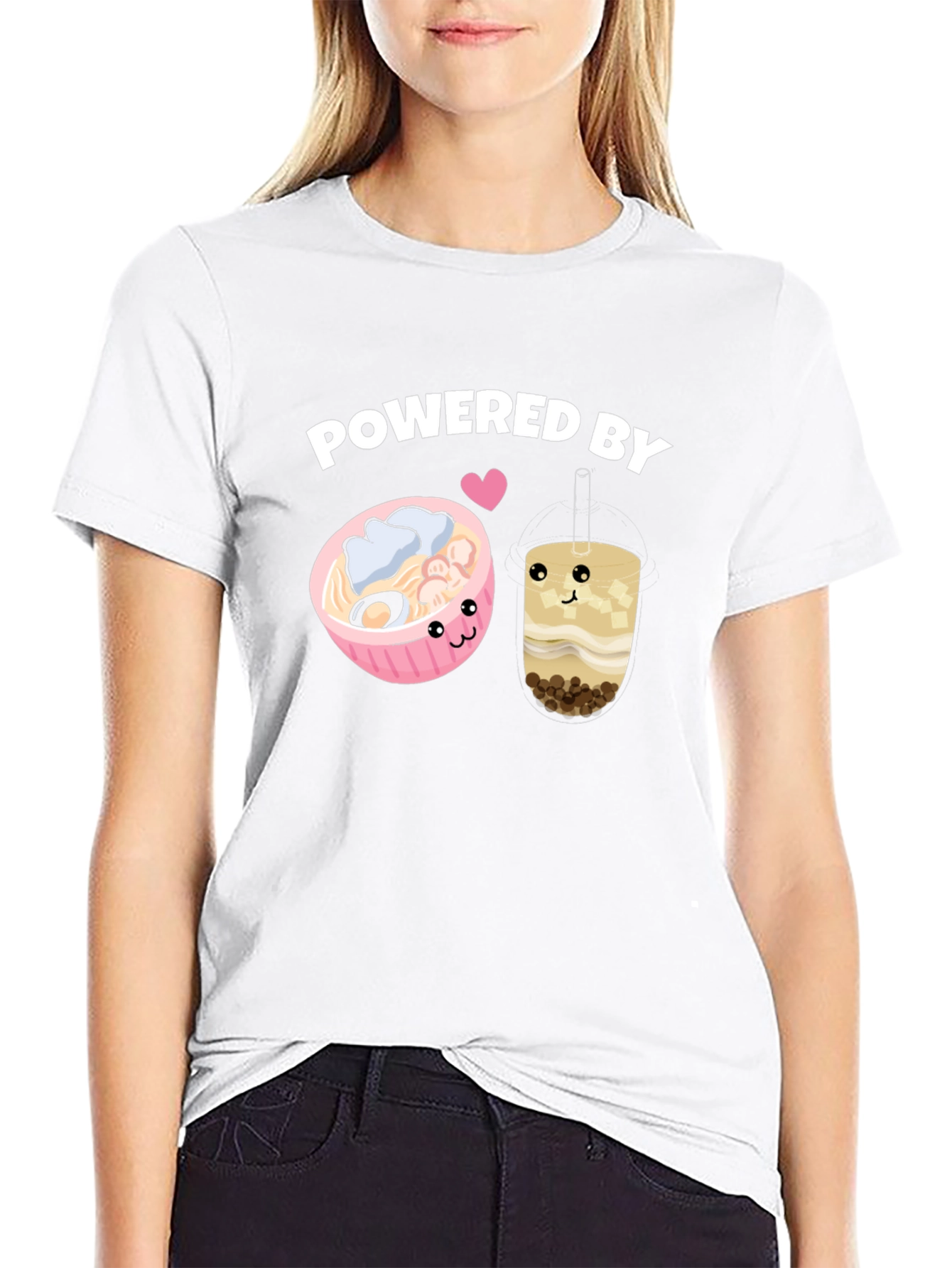 Black Powered By Ramen and Boba T-Shirt view 9