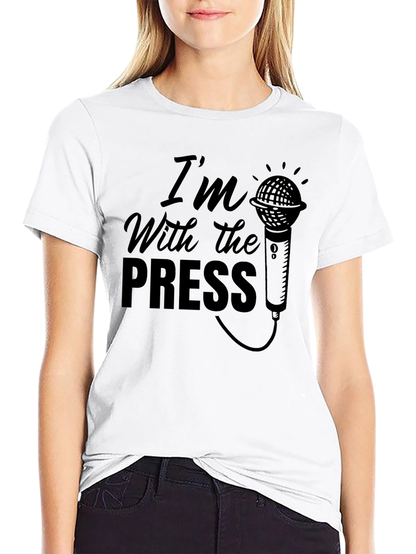 Black I'm With The Press Graphic T-Shirt - Black Crew Neck view 9