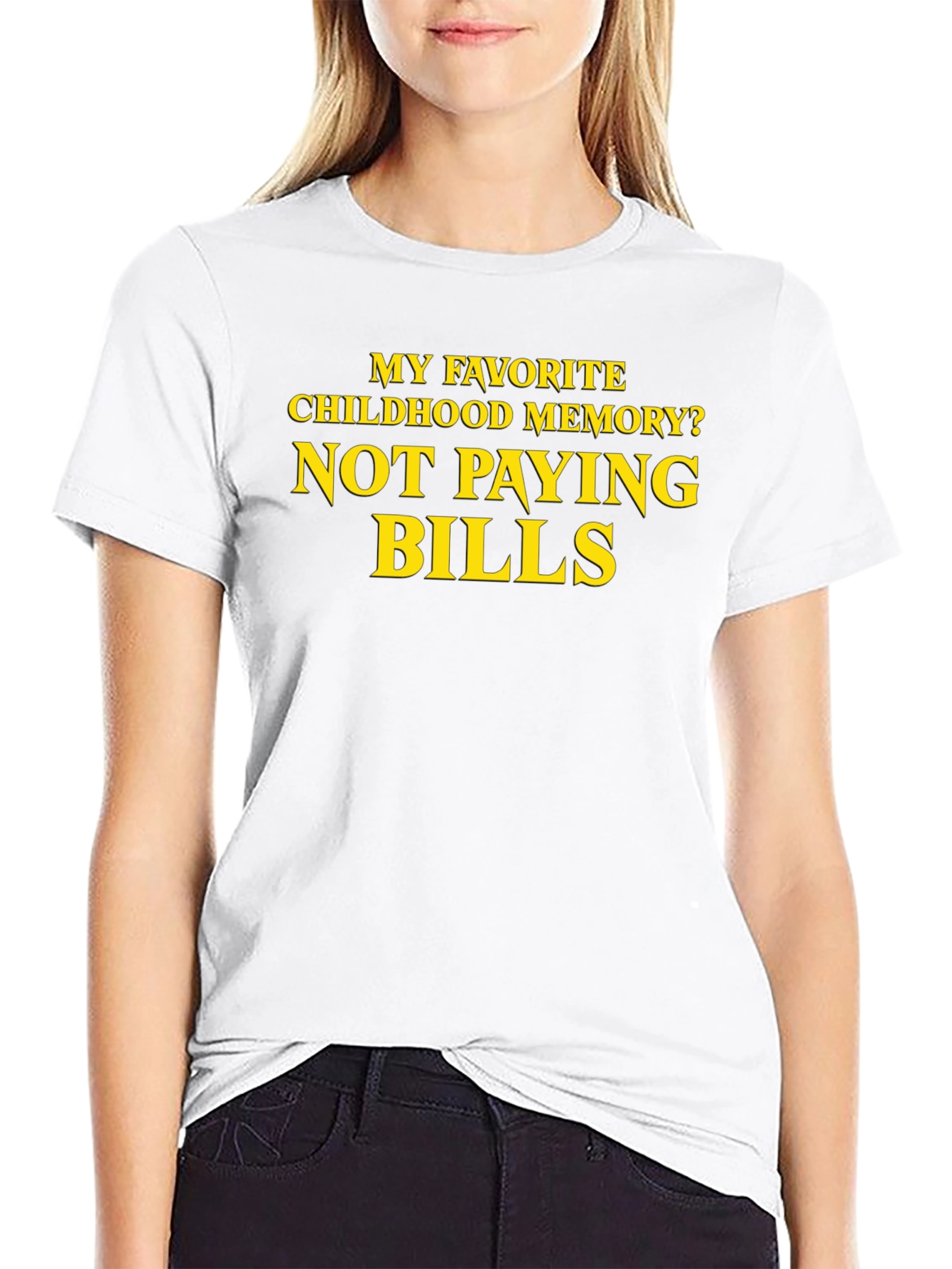 Black Funny "Not Paying Bills" T-Shirt view 9