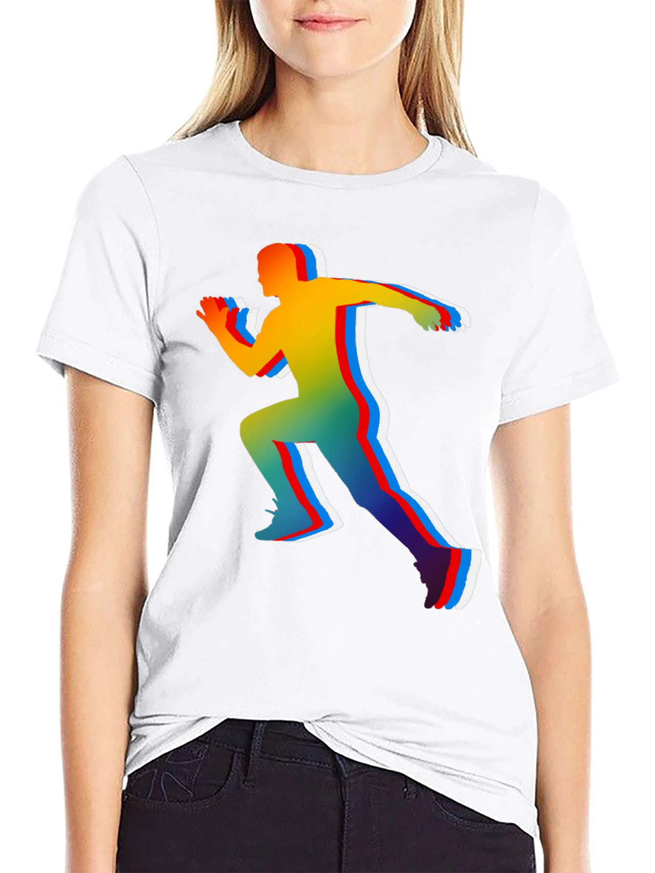 Black Runner Graphic Tee - Black Cotton Blend view 9