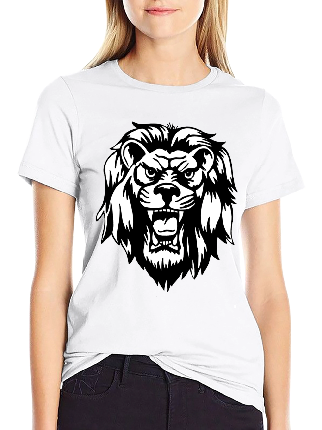 Black Black Lion Graphic Tee - Fierce & Stylish view 9