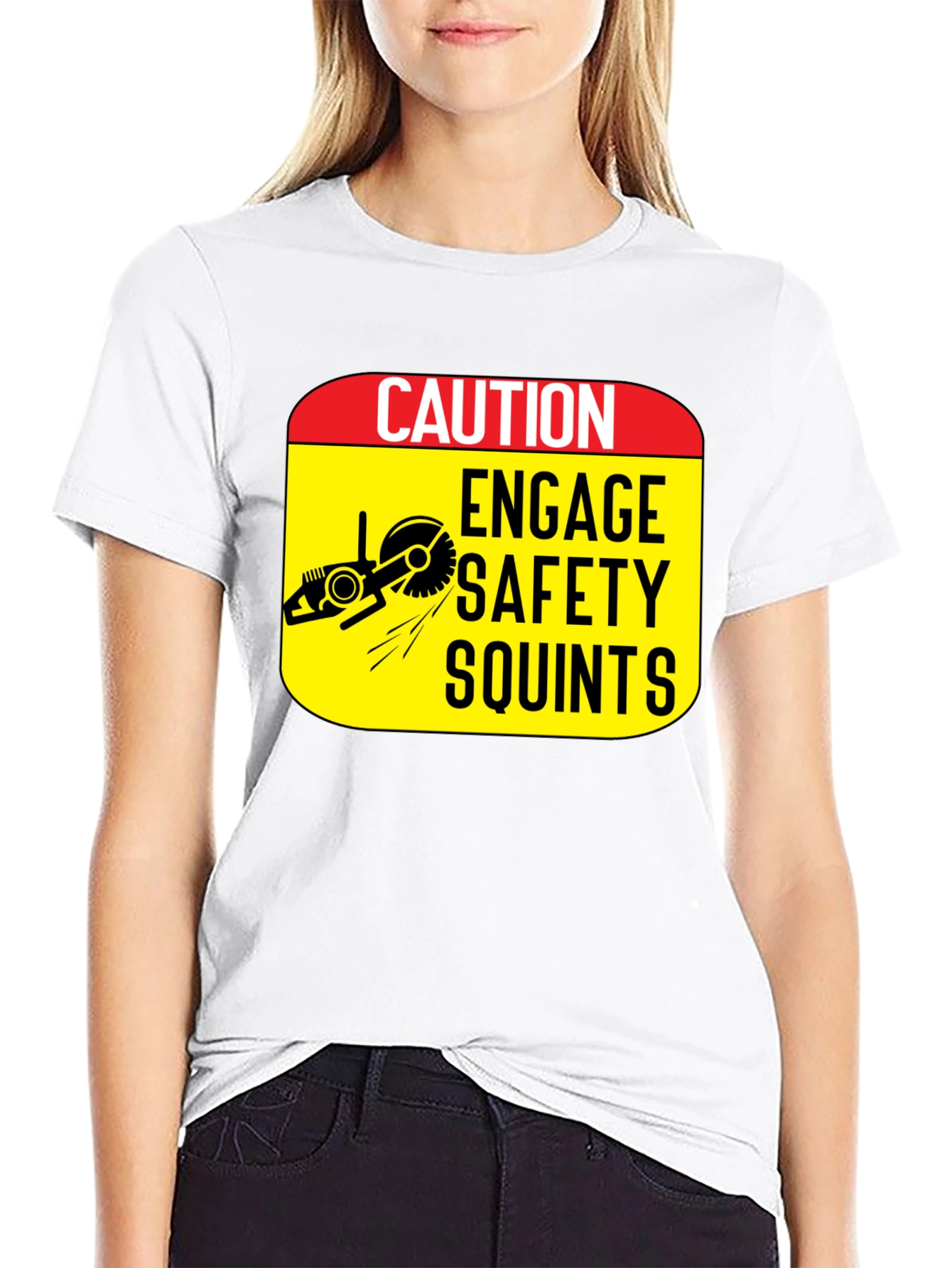 Black Caution Engage Safety Squints T-Shirt view 9
