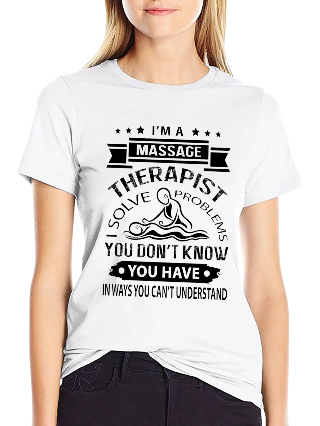 Black Massage Therapist T-Shirt - I Solve Problems view 9