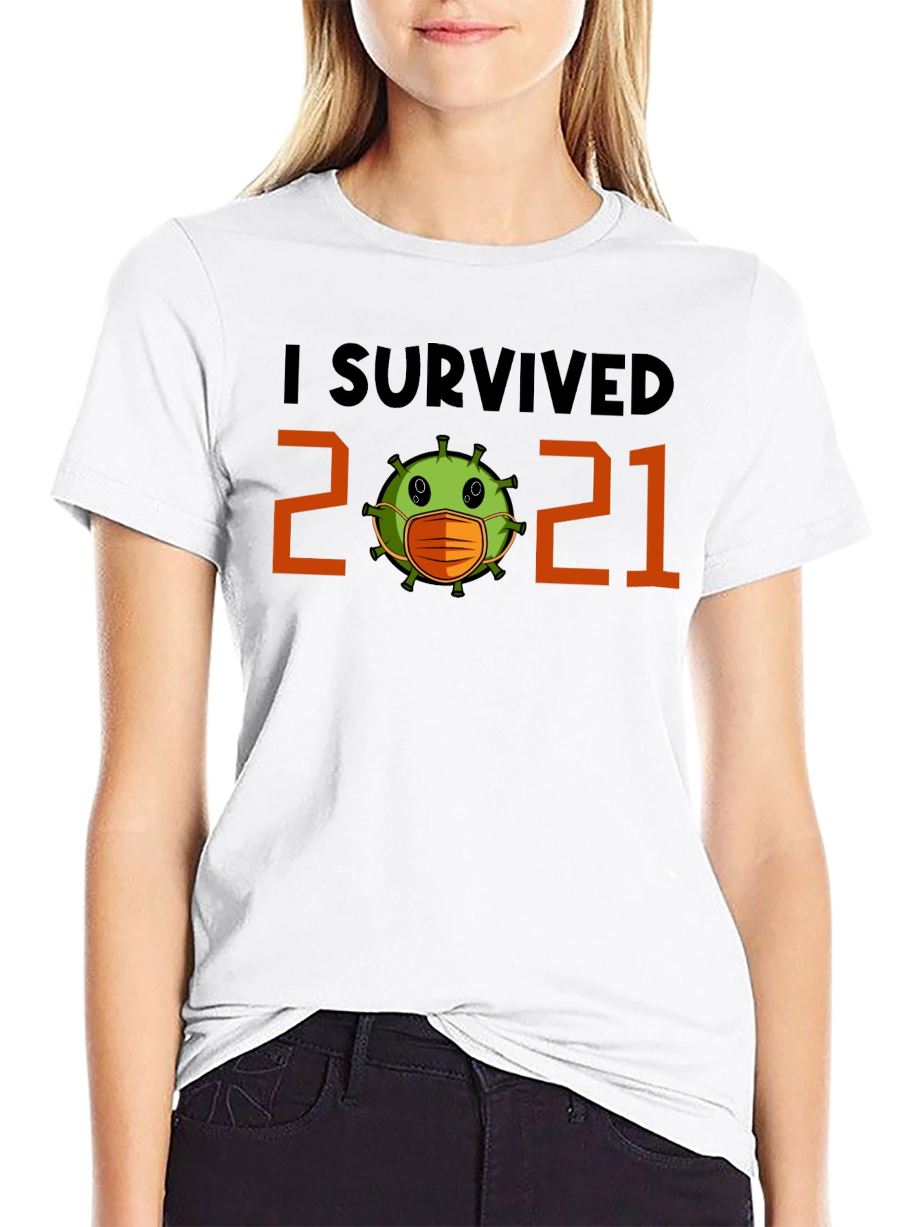 Black I Survived 2021 Graphic Tee - Pandemic Novelty view 9