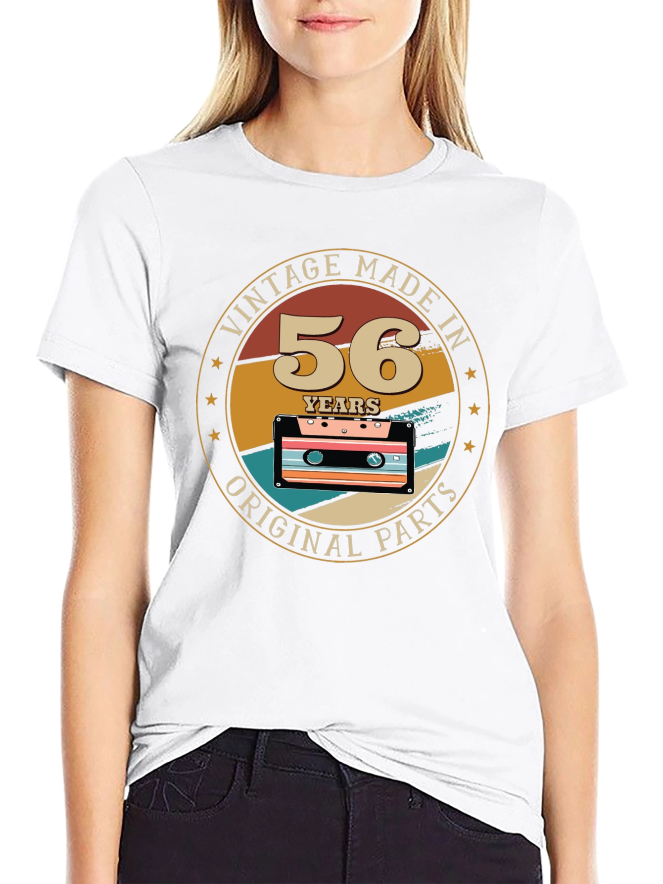 Black Vintage 56th Birthday T-Shirt - Original Parts view 9