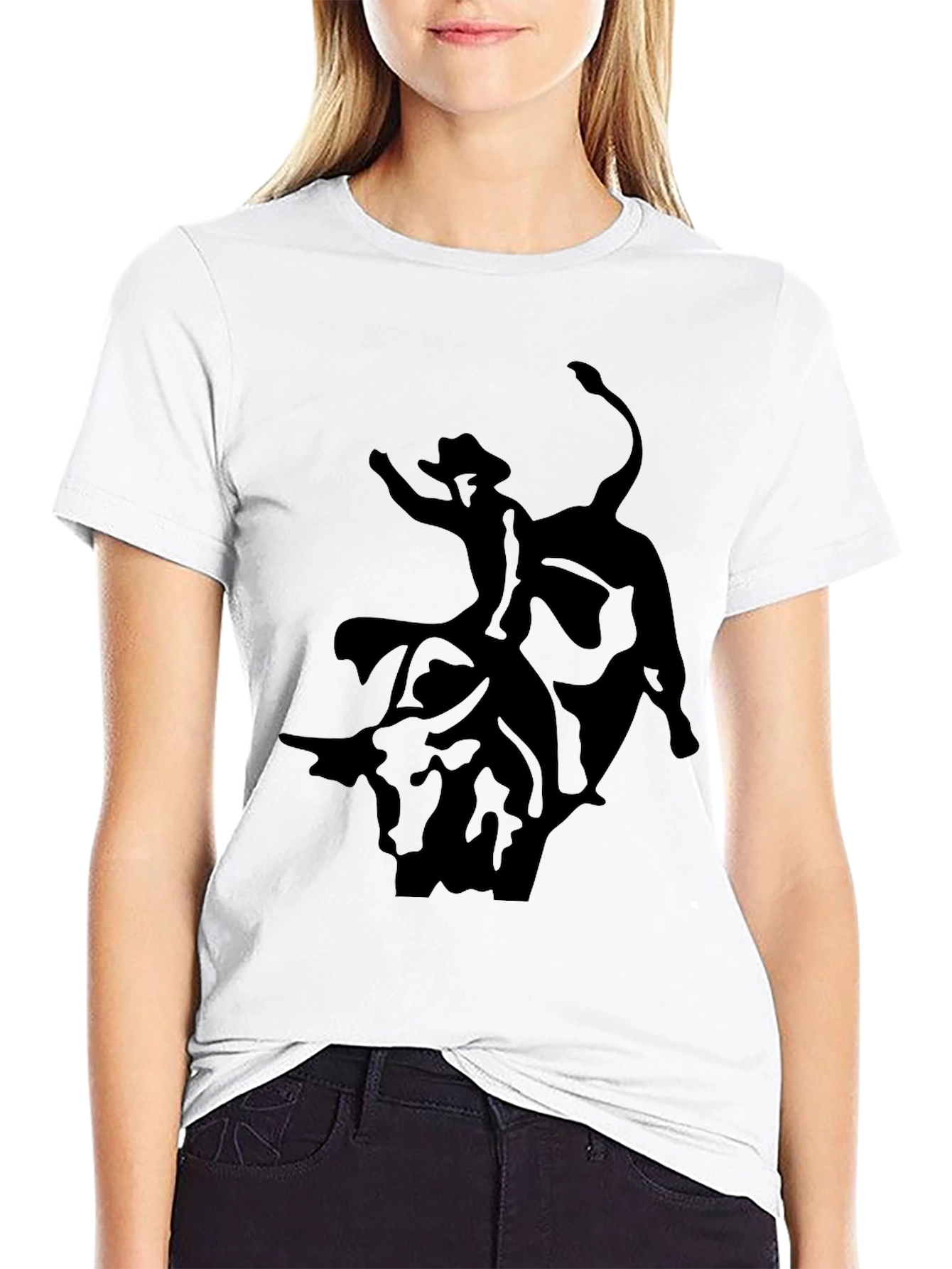 Black Rodeo Rider Graphic Tee - Black Cotton Blend Shirt view 9