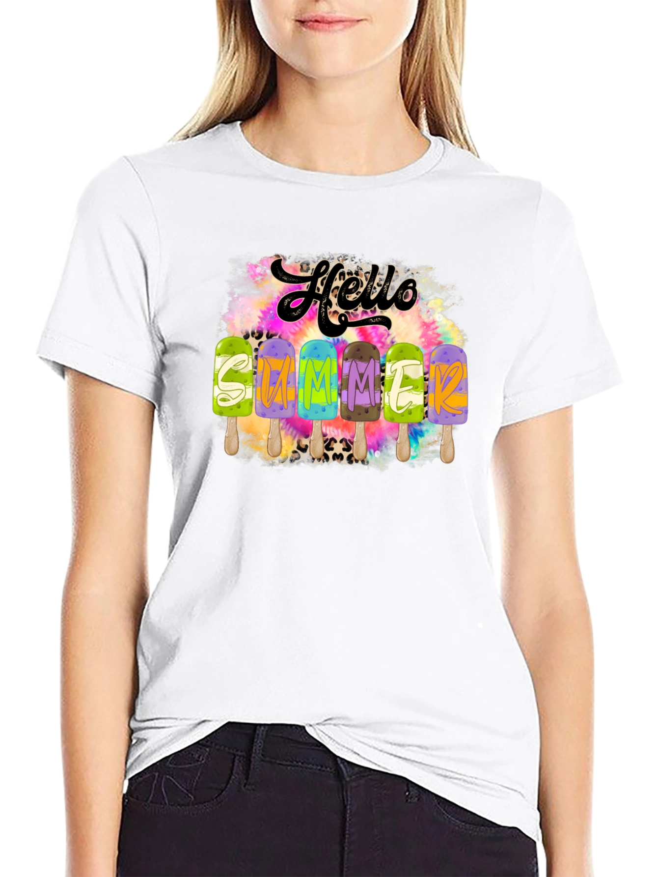 Black Hello Summer Popsicle Graphic Tee view 9