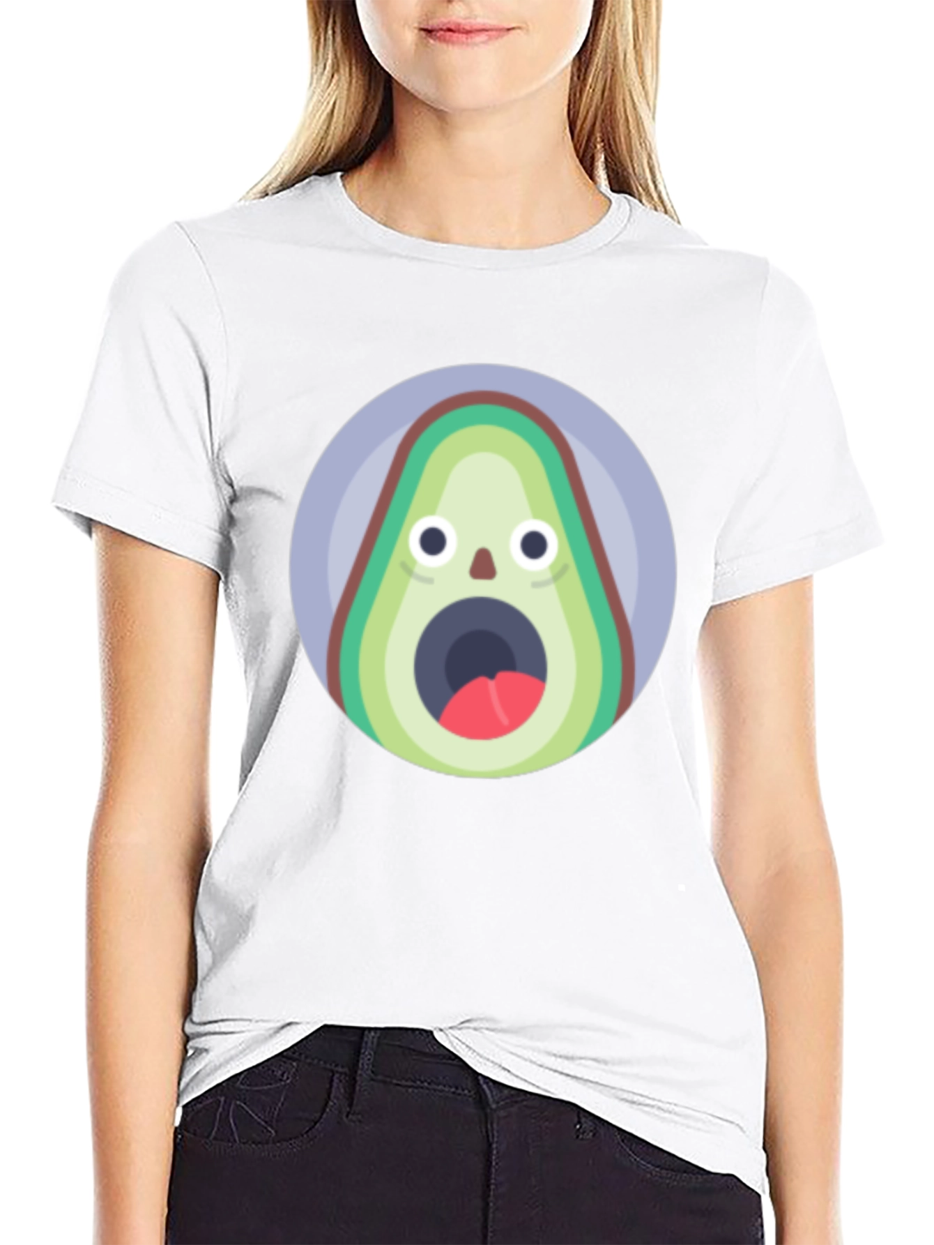 Black Funny Avocado T-Shirt - Shocked Fruit Graphic Tee view 9