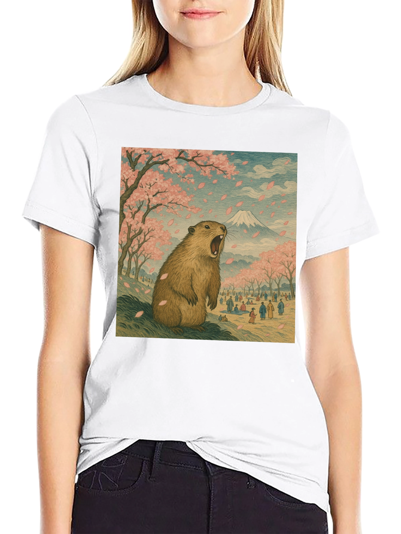 Black Beaver in Blossom T-Shirt view 9