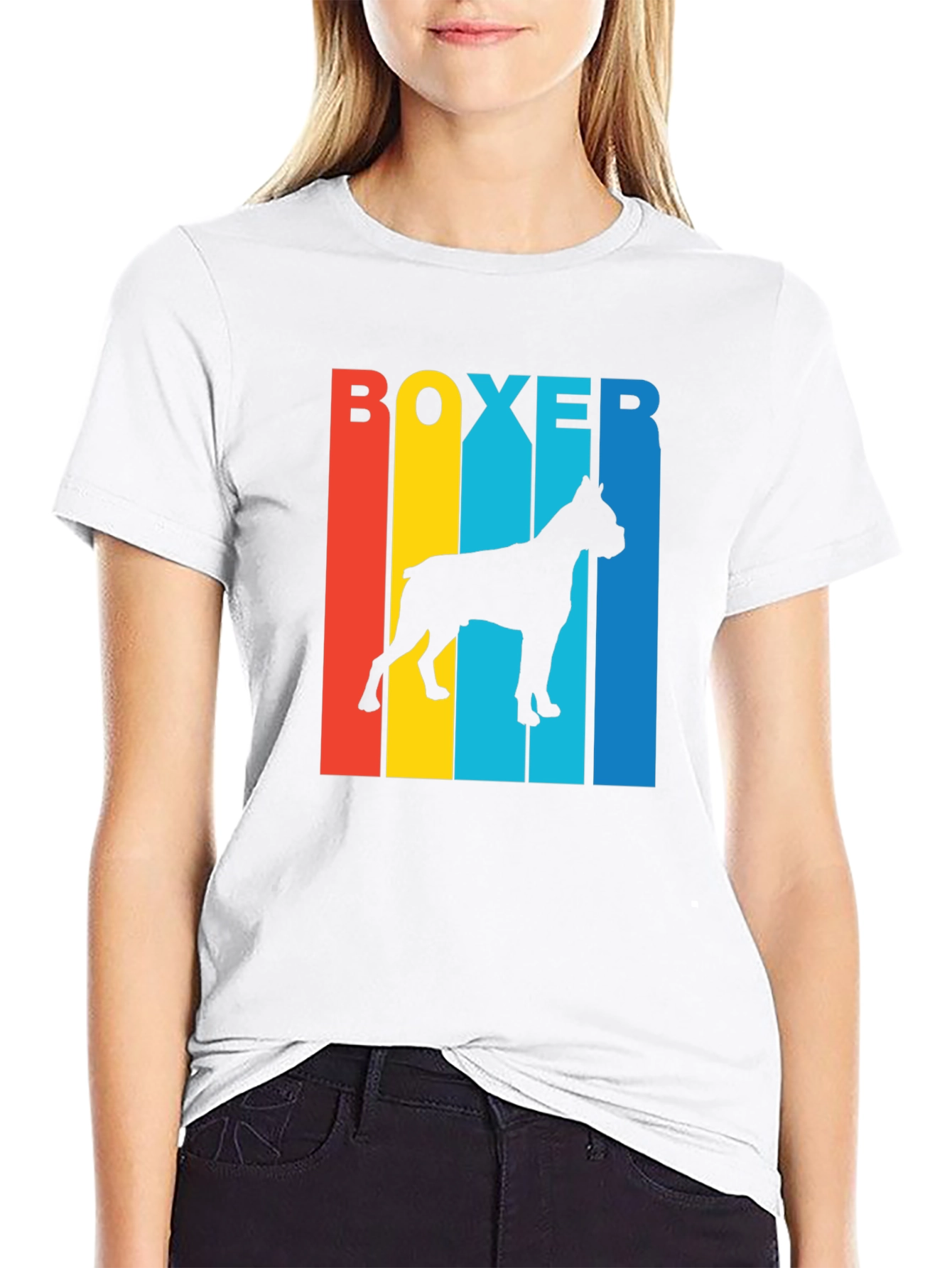 Black Boxer Dog Silhouette Graphic Tee view 9