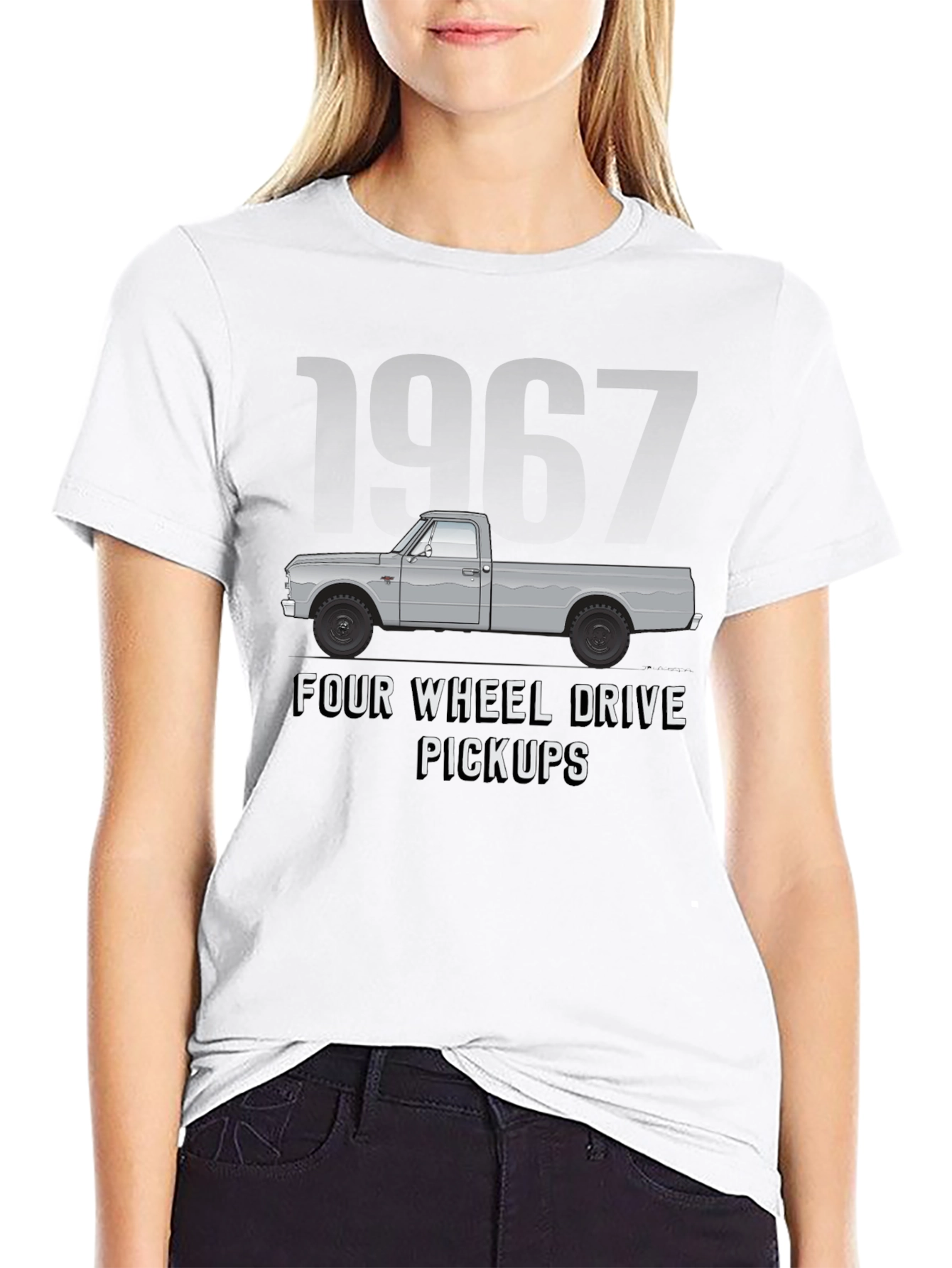 Black 1967 Four Wheel Drive Pickup Truck Graphic Tee view 9