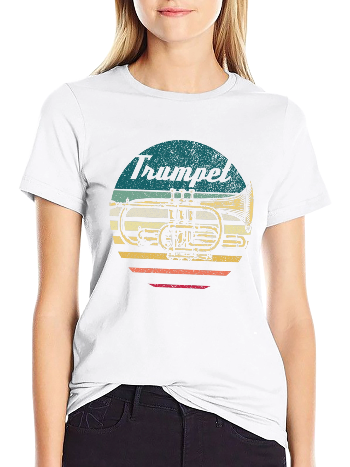 Black Vintage Trumpet Graphic T-Shirt - Retro Style view 9