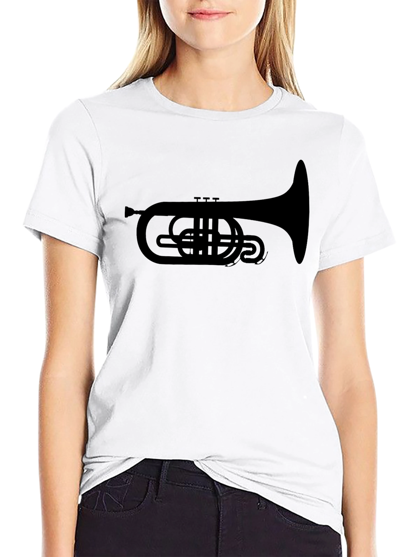 Black Black Trumpet Graphic Tee - Musical Instrument T-Shirt view 9