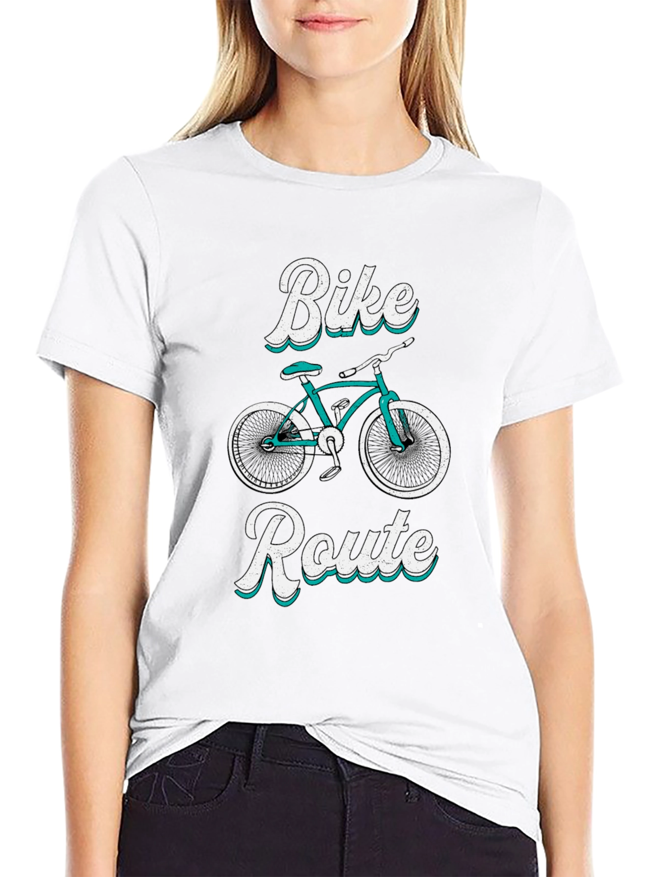 Black Bike Route Graphic Tee - Black Cotton T-Shirt view 9