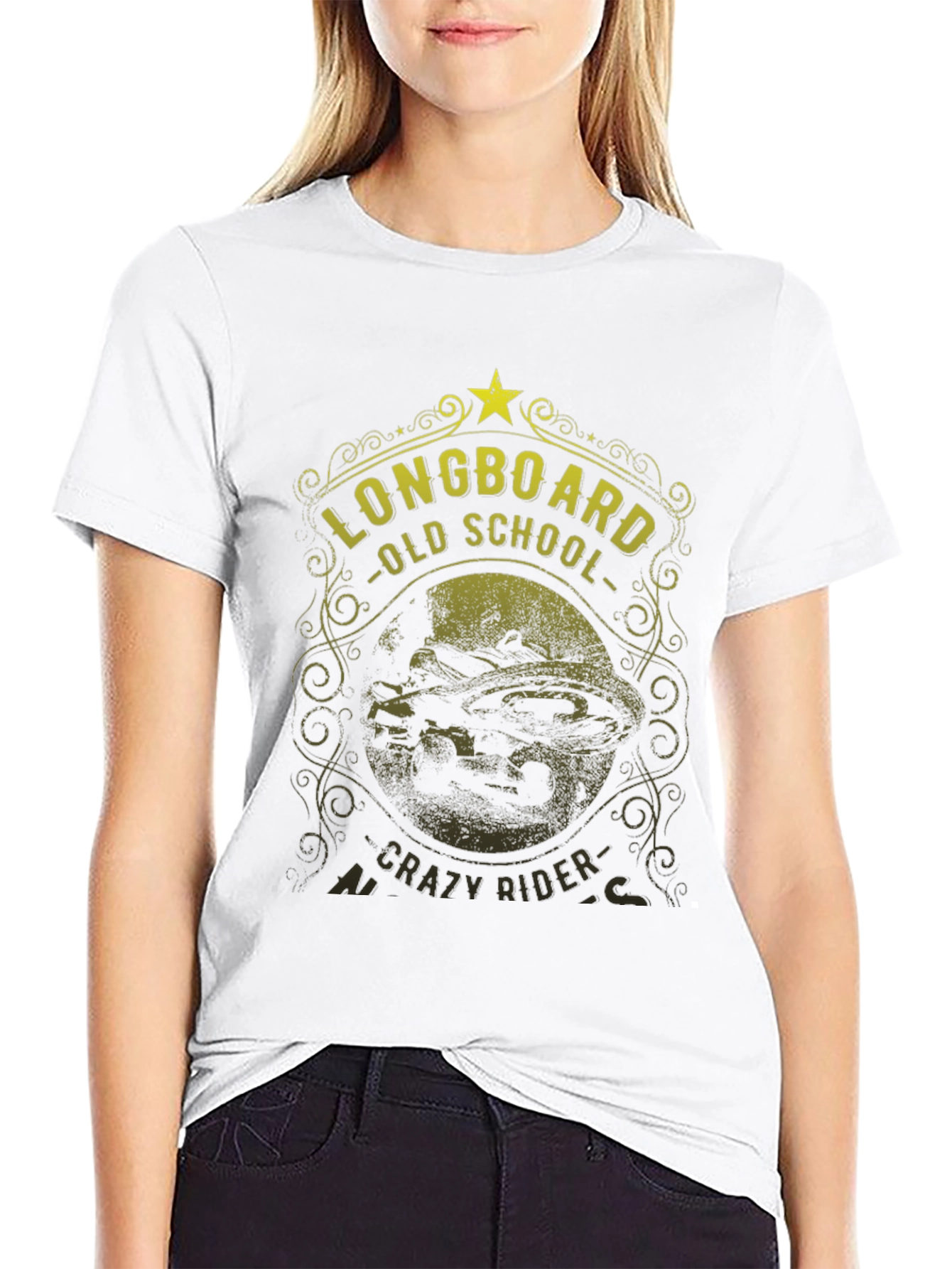Black Longboard Old School Crazy Rider Graphic Tee view 9