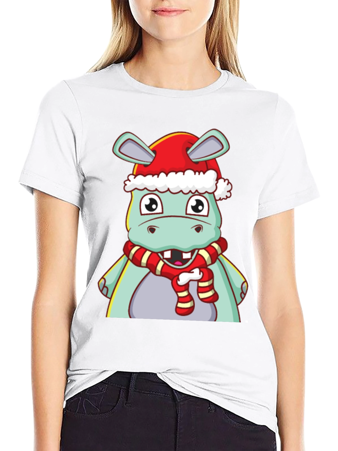 Black Festive Hippo T-Shirt view 9