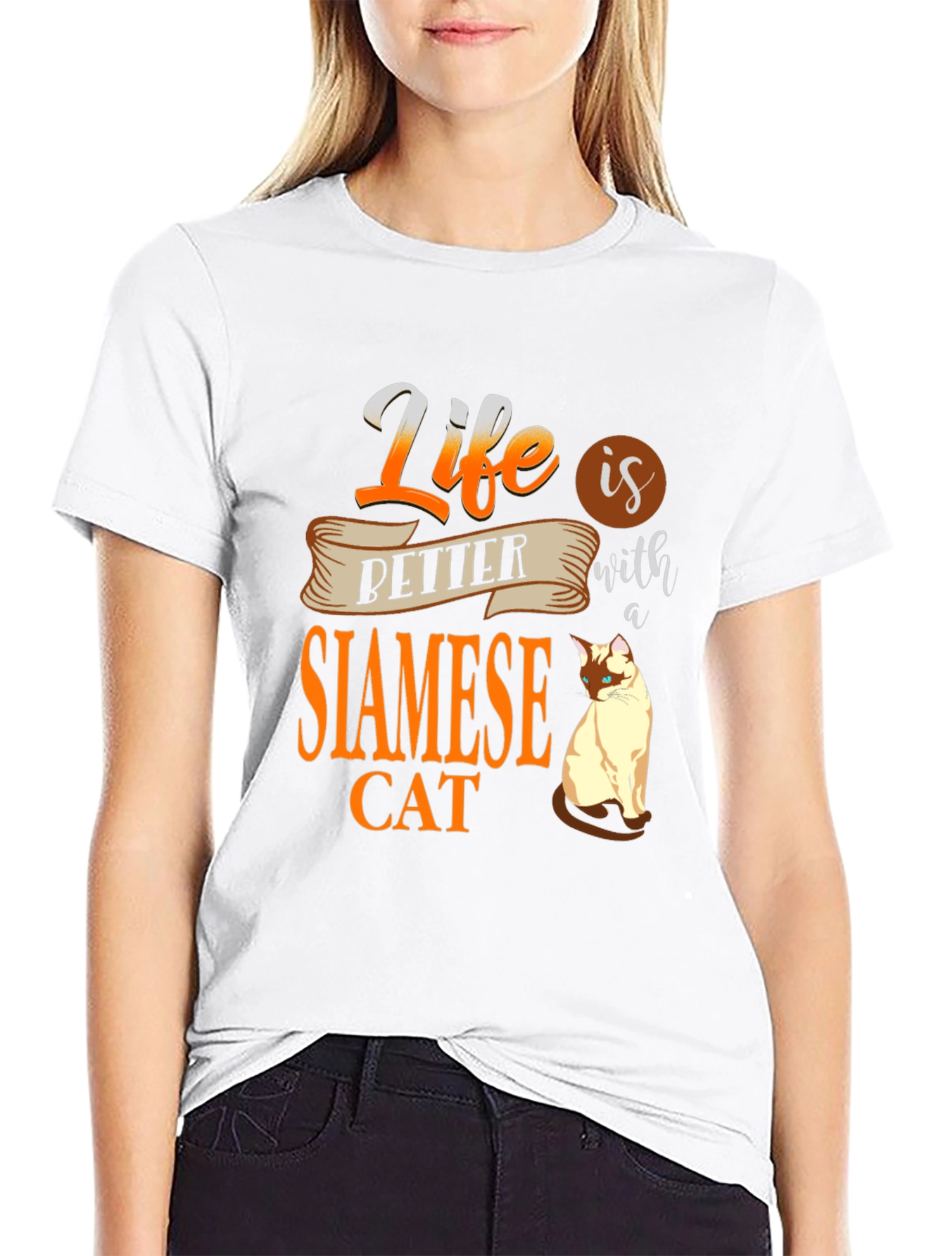 Black Life Is Better With A Siamese Cat T-Shirt view 9