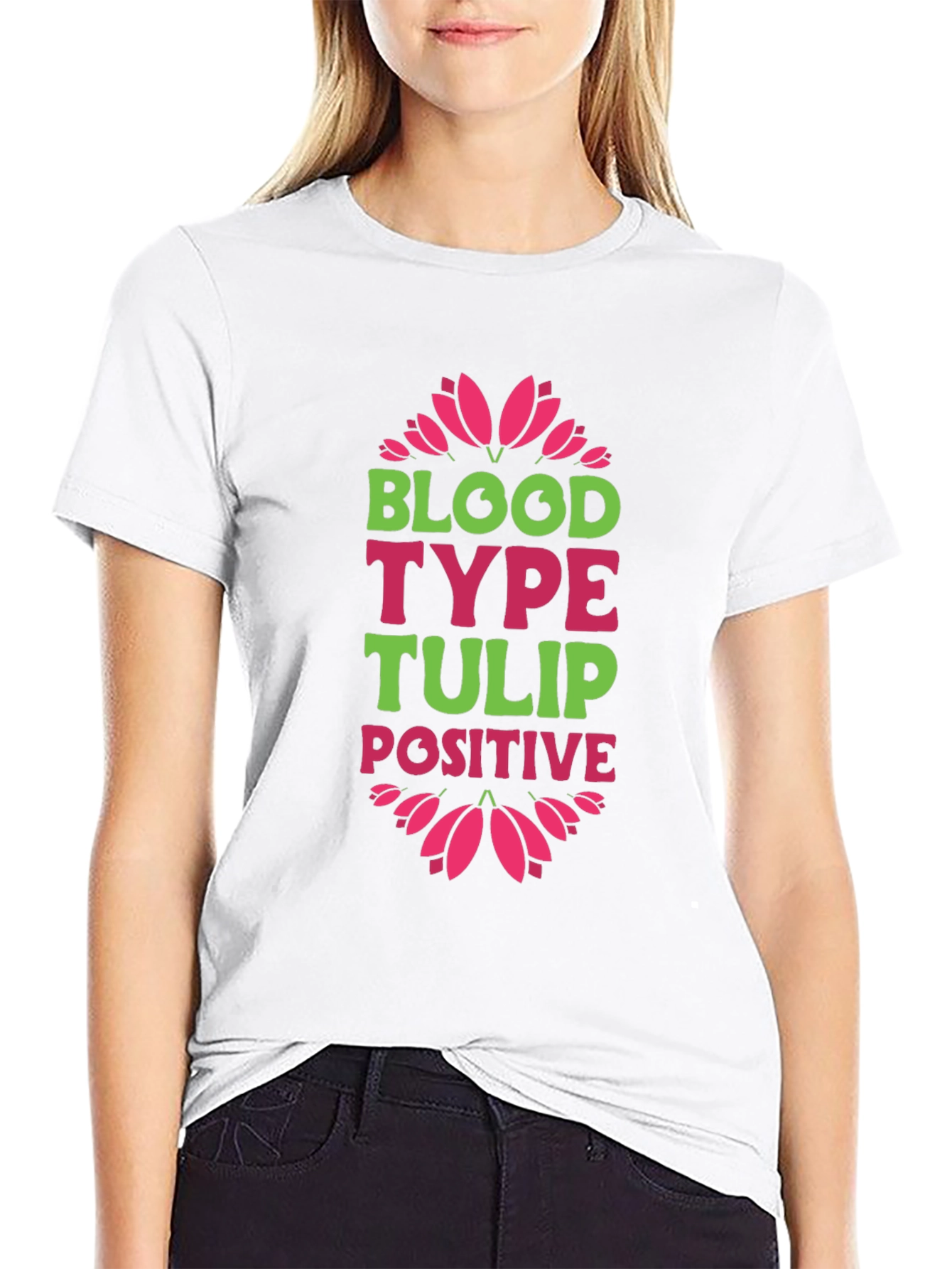 Black Blood Type Tulip Positive Graphic T-Shirt view 9