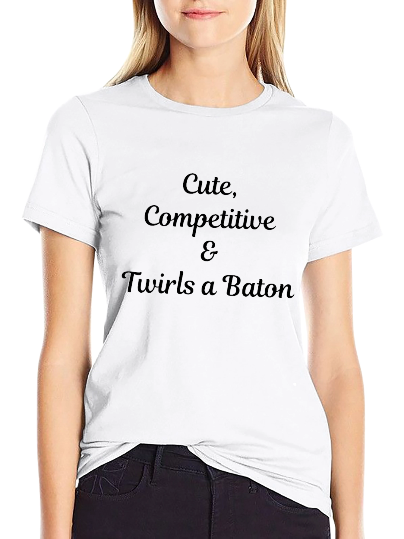 Black Cute, Competitive Twirls a Baton T-Shirt view 9