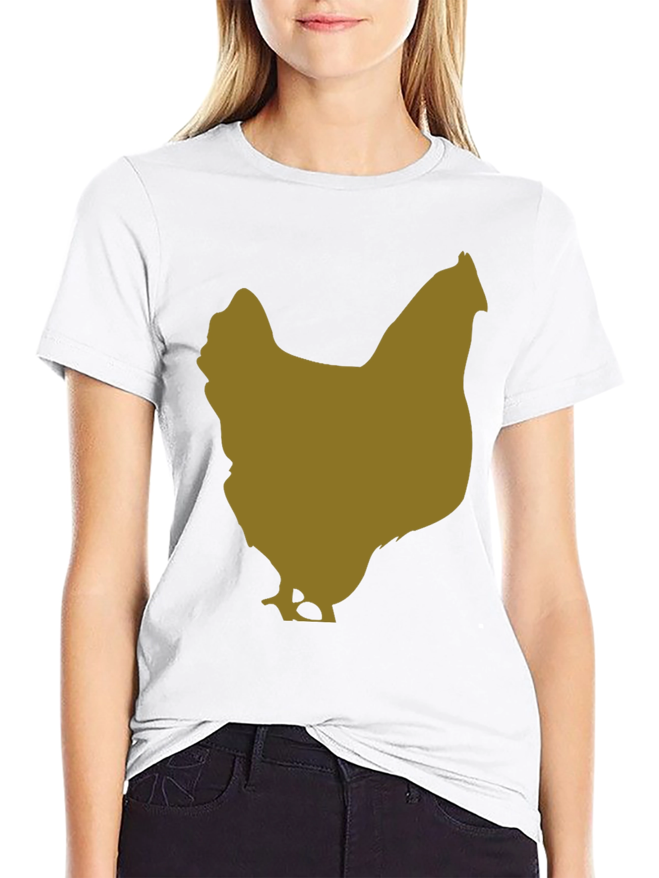 Black Chicken Silhouette Tee - Black Cotton Blend view 9